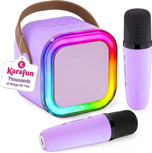 HotIROO Mini Karaoke Machine for Kids, 2026 TOP Toys Birthday Gifts Ideas for Girls Ages 4, 5, 6, 7, 8, 9, 10, 12+ Years Old, Portable MP3 Player with 2 Wireless Mics for Family Home Party
