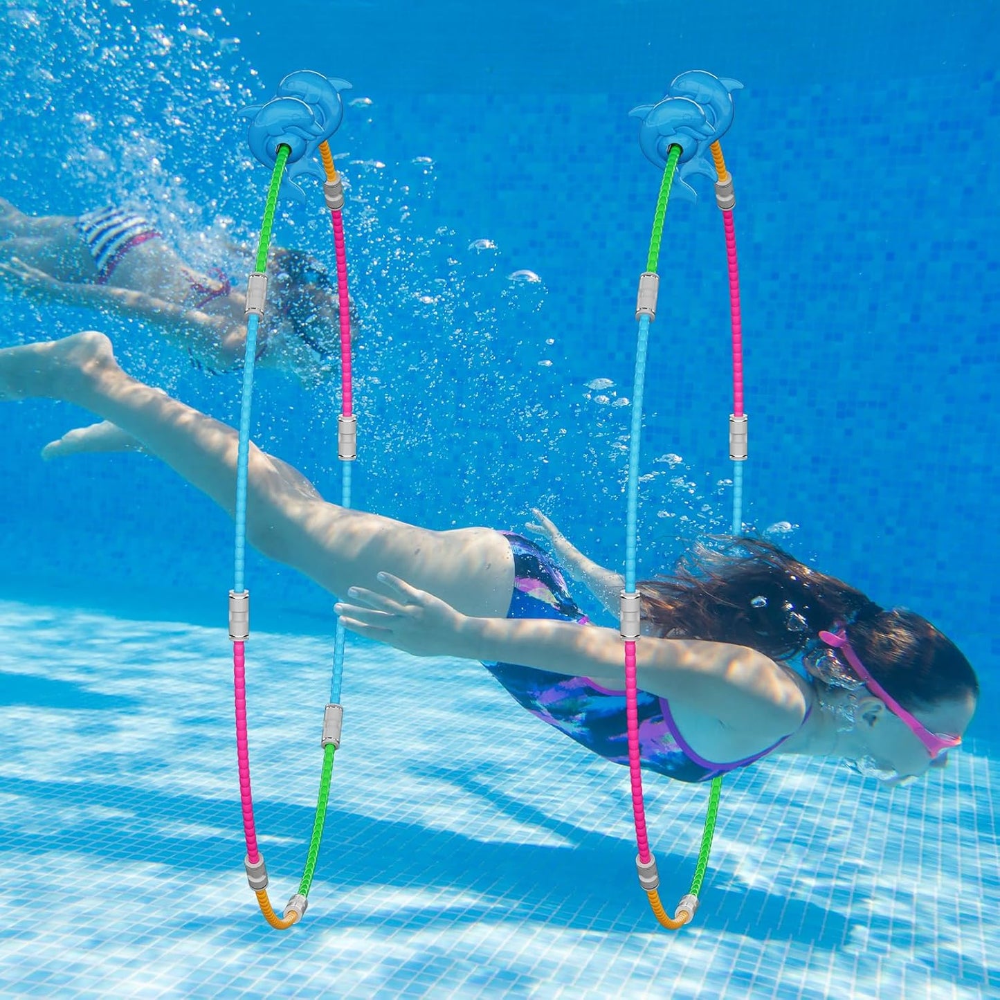 Hot Pool Ring Toys, 2-Pack Water Sports Swim Rings for Kids, Underwater Swim Thru Ring for Pool, Ideal Pool Games Toy for Kids Aged 5, 6, 7, 8, 9, 10, 11,12