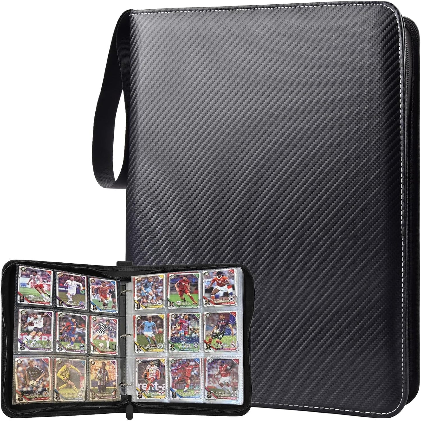 HotPortable 9-Pocket Trading Card Binder, Holds 1080 Cards with 60 Removable Double-Sided Sleeves, Baseball Card Binder Card Storage Organizer Album for Boys, Girls, Sports & Game Cards