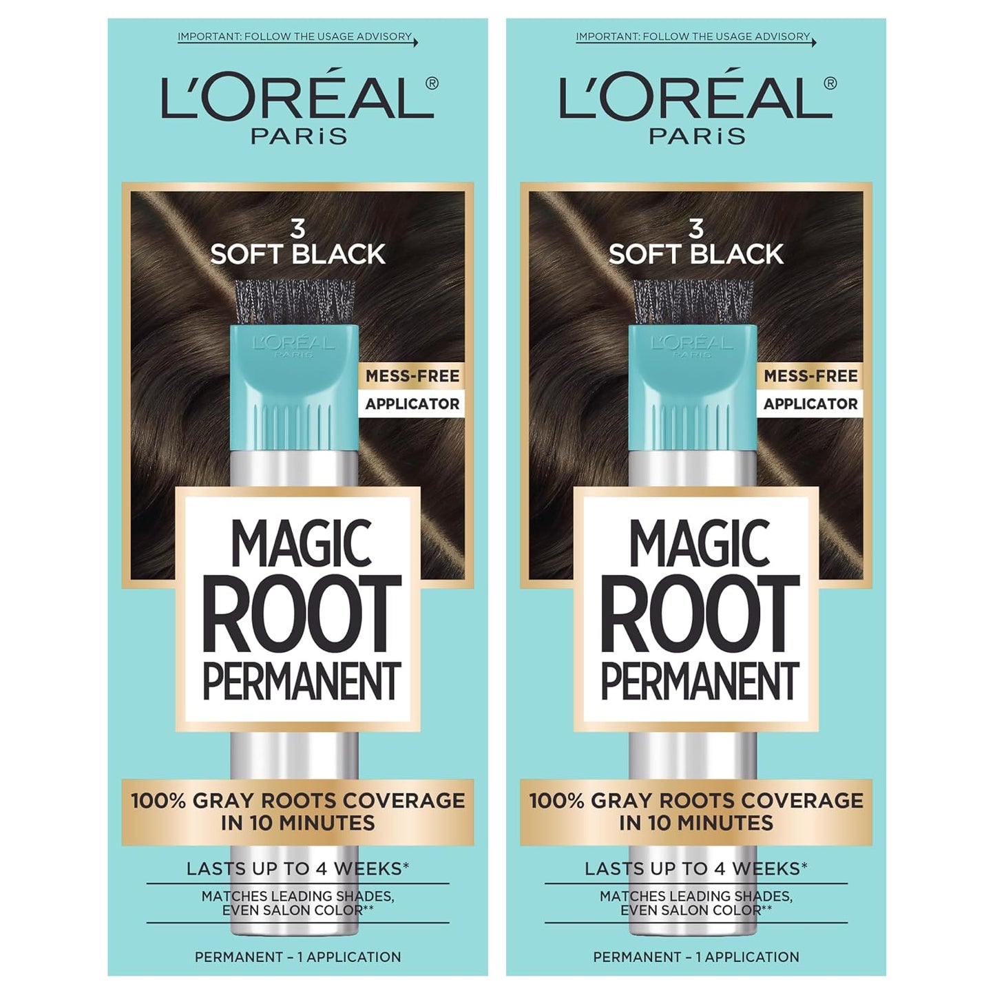 HotL'Oreal Paris Magic Root Permanent Hair Color Kit, 100% Gray Hair Coverage In Just 10 Minutes, Precision Brush Applicator for Seamless Application, 4 Dark Brown (2 Count)