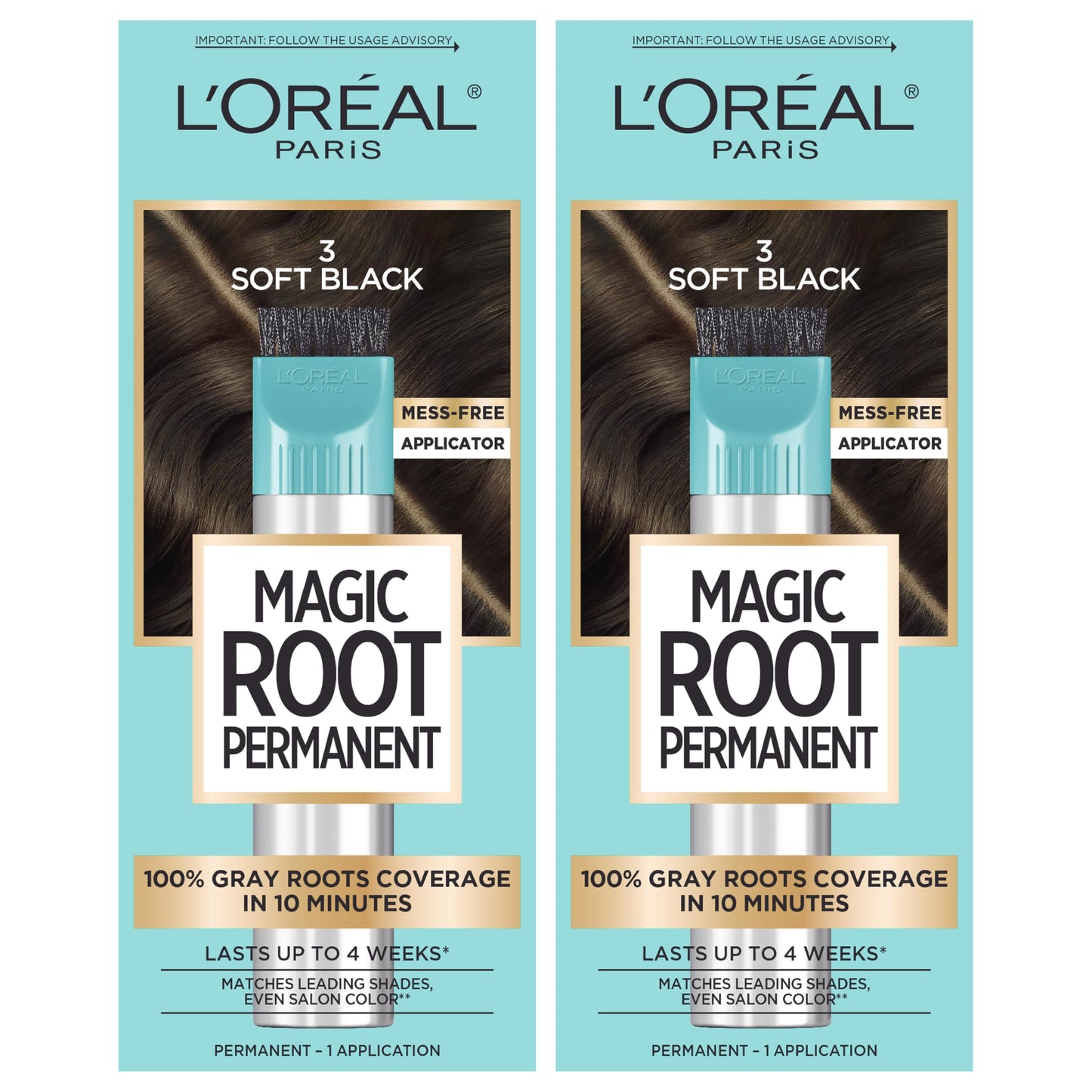 HotL'Oreal Paris Magic Root Permanent Hair Color Kit, 100% Gray Hair Coverage In Just 10 Minutes, Precision Brush Applicator for Seamless Application, 4 Dark Brown (2 Count)