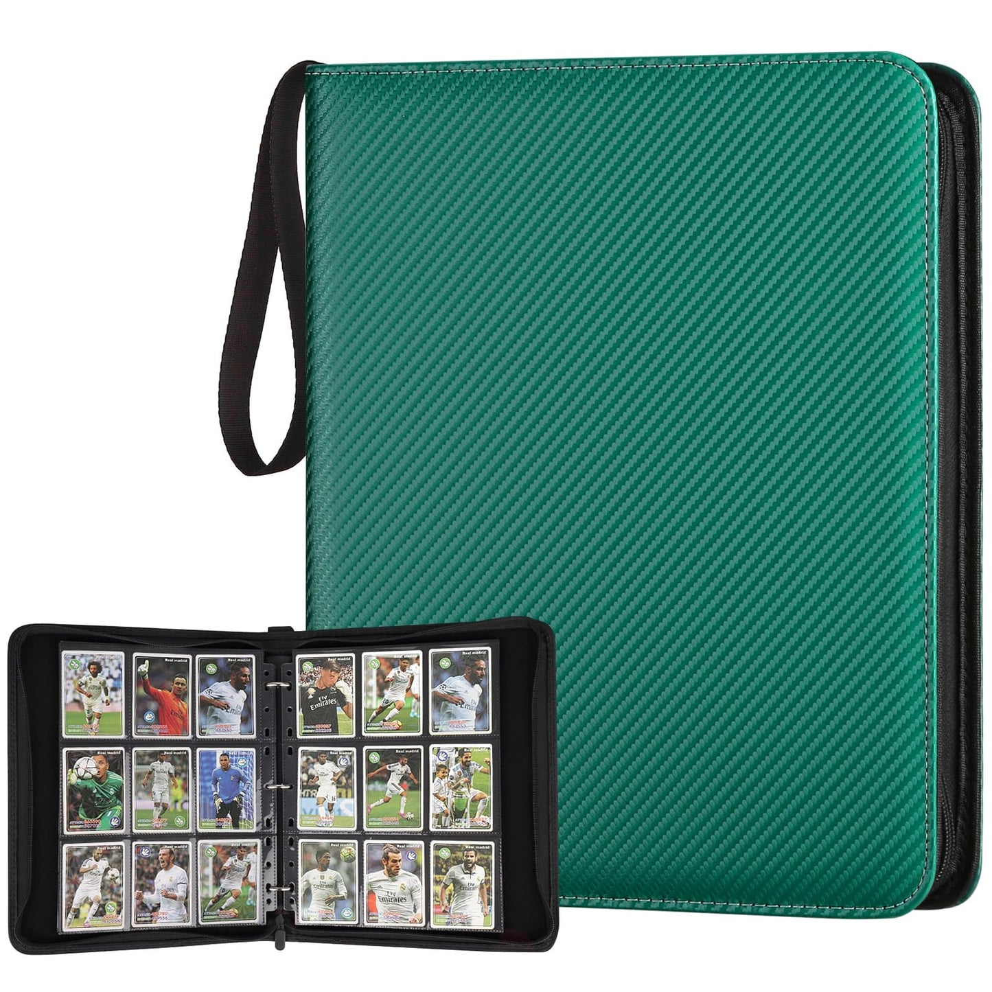 HotGERMUN 9 Pocket Trading Card Binder,720 Cards,40 Top-Loading Pages, Double Sided Pockets PU Cover Zipper Collection Album Folder for Standard MTG, TCG, Sports Cards(Black)