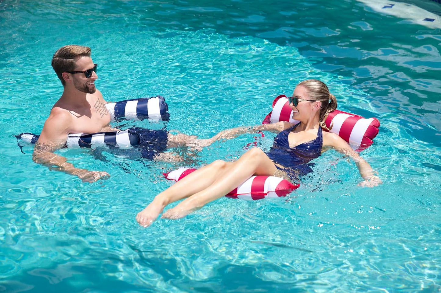 HotAqua 4-in-1 Monterey Hammock Pool Float & Water Hammocks – 2-3-4 Multipacks – Multiple Colors/Styles – for Adults and Kids Floating