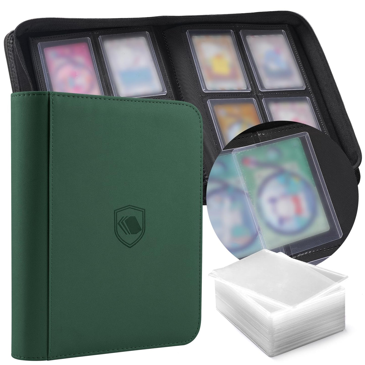 HotTop Loader Binder 9 Pocket, Holds 360 Toploaders, 100 Toploaders INCLUDED | Toploader Binder for 3" x 4" Rigid Toploaders, Trading Card Binder for TCG, MTG, Sport Cards, PU Leather Cover, Side Loading