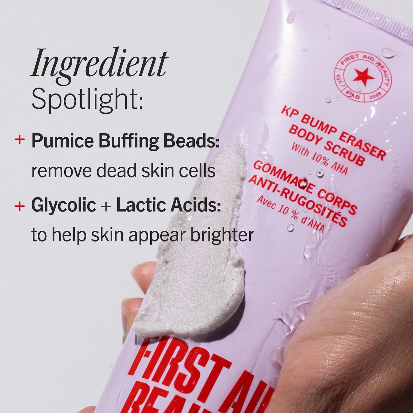 HotFirst Aid Beauty KP Bump Eraser Body Scrub with 10% AHA - Dermatologist-Tested Keratosis Pilaris Exfoliator - Support for Rough Bumps, Uneven Skin Texture & Strawberry Skin - Sensitive Skin