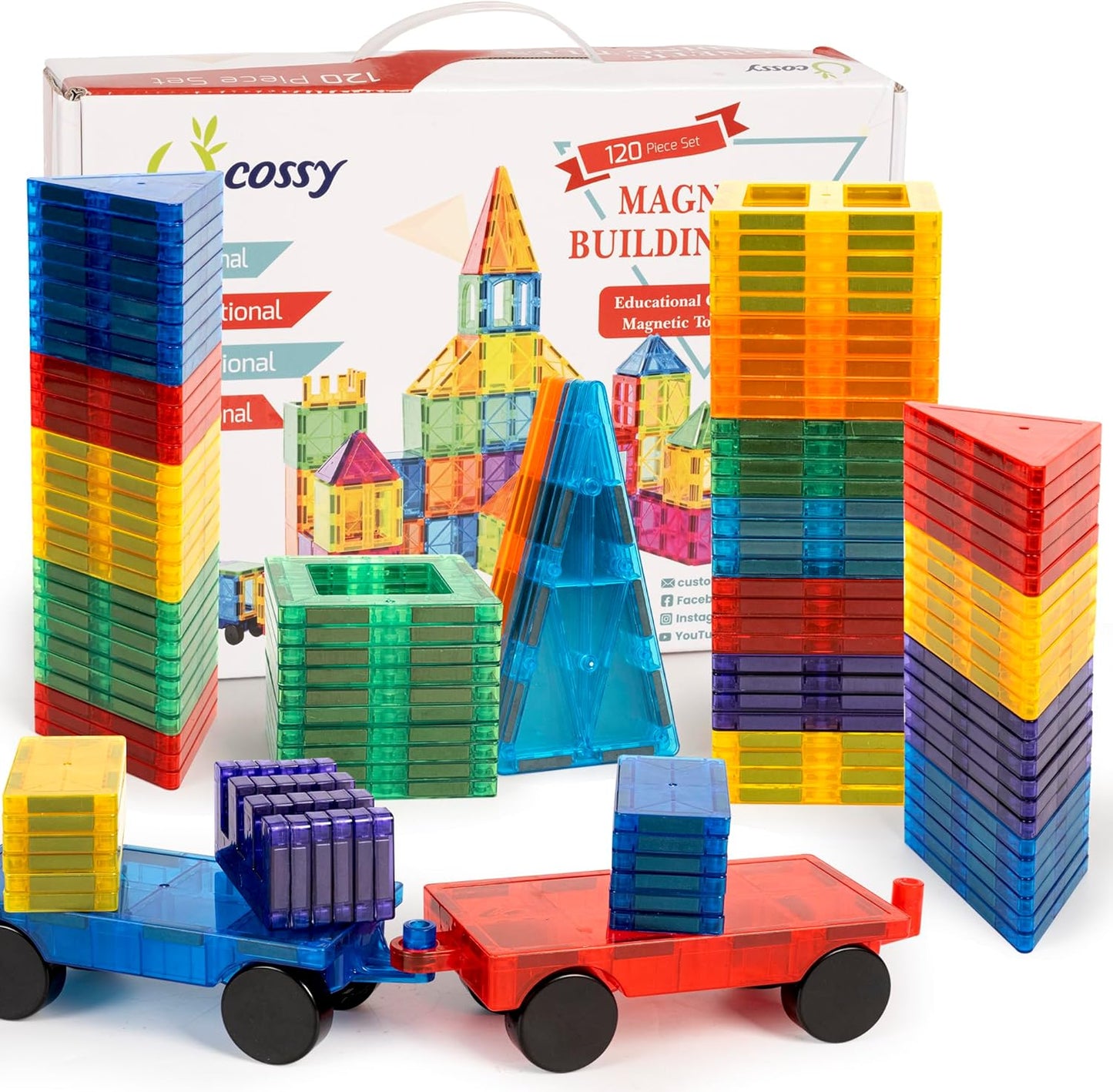Hot cossy 120Pcs Magnetic Tiles Magnetic 3D Building Blocks Set Educational Construction Toys for 3 4 5 6 7 8 Year Old Boy and Girl with Stronger Magnets, Educational Toys, Recreational, Conventional