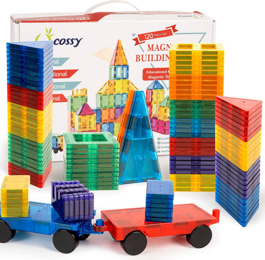Hot cossy 120Pcs Magnetic Tiles Magnetic 3D Building Blocks Set Educational Construction Toys for 3 4 5 6 7 8 Year Old Boy and Girl with Stronger Magnets, Educational Toys, Recreational, Conventional