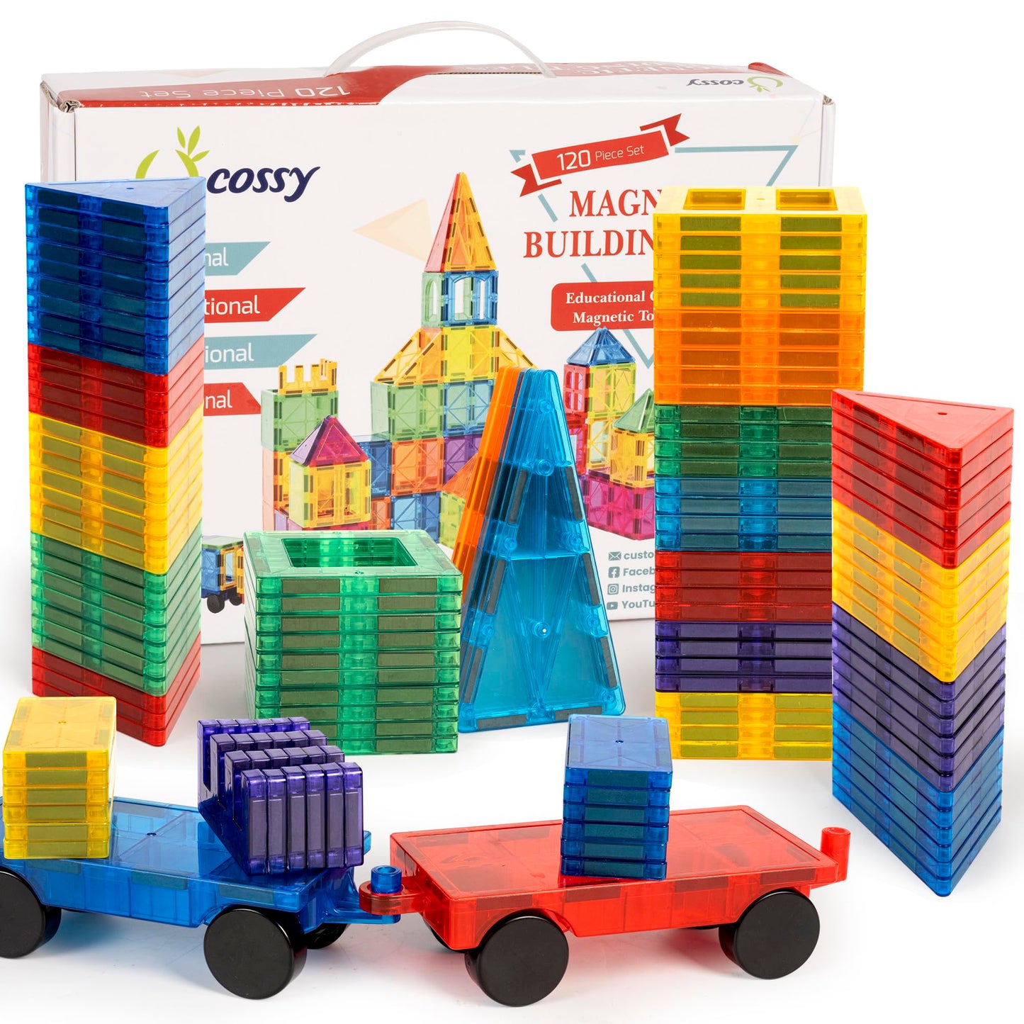 Hot cossy 120Pcs Magnetic Tiles Magnetic 3D Building Blocks Set Educational Construction Toys for 3 4 5 6 7 8 Year Old Boy and Girl with Stronger Magnets, Educational Toys, Recreational, Conventional