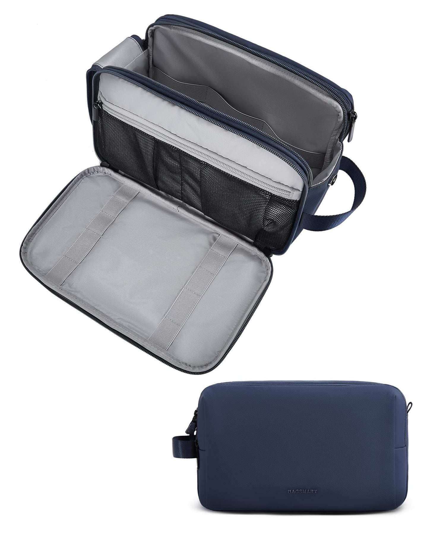 HotBAGSMART Toiletry Bag for Men, Travel Toiletry Organizer Dopp Kit Water-resistant Shaving Bag for Toiletries Accessories, Door Room Essentials, Black-medium
