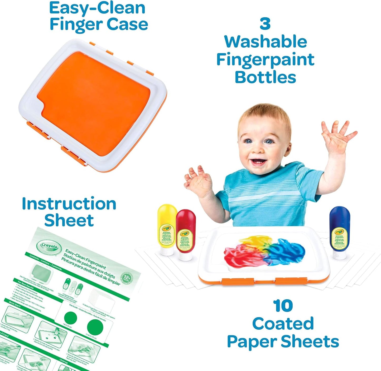 Hot Crayola Mess Free Finger Painting Station – Washable Finger Paint for Toddlers, Spring Arts & Crafts Set, Sensory Activity, Travel Toy, Ages 1+
