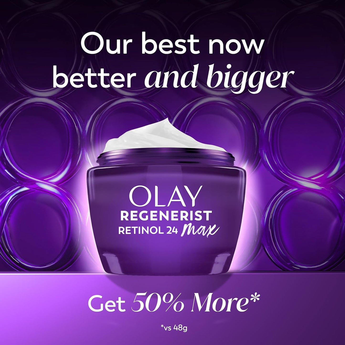HotOlay Retinol Night Cream for Women, MAX, Anti-Aging Face Mousturizer, Fragrance-Free, Non Greasy - Anti-Wrinkle, Smooth Fine Lines, Hydrating Skin Care - Triple Collagen Cream, Niacinamide, 1.7oz