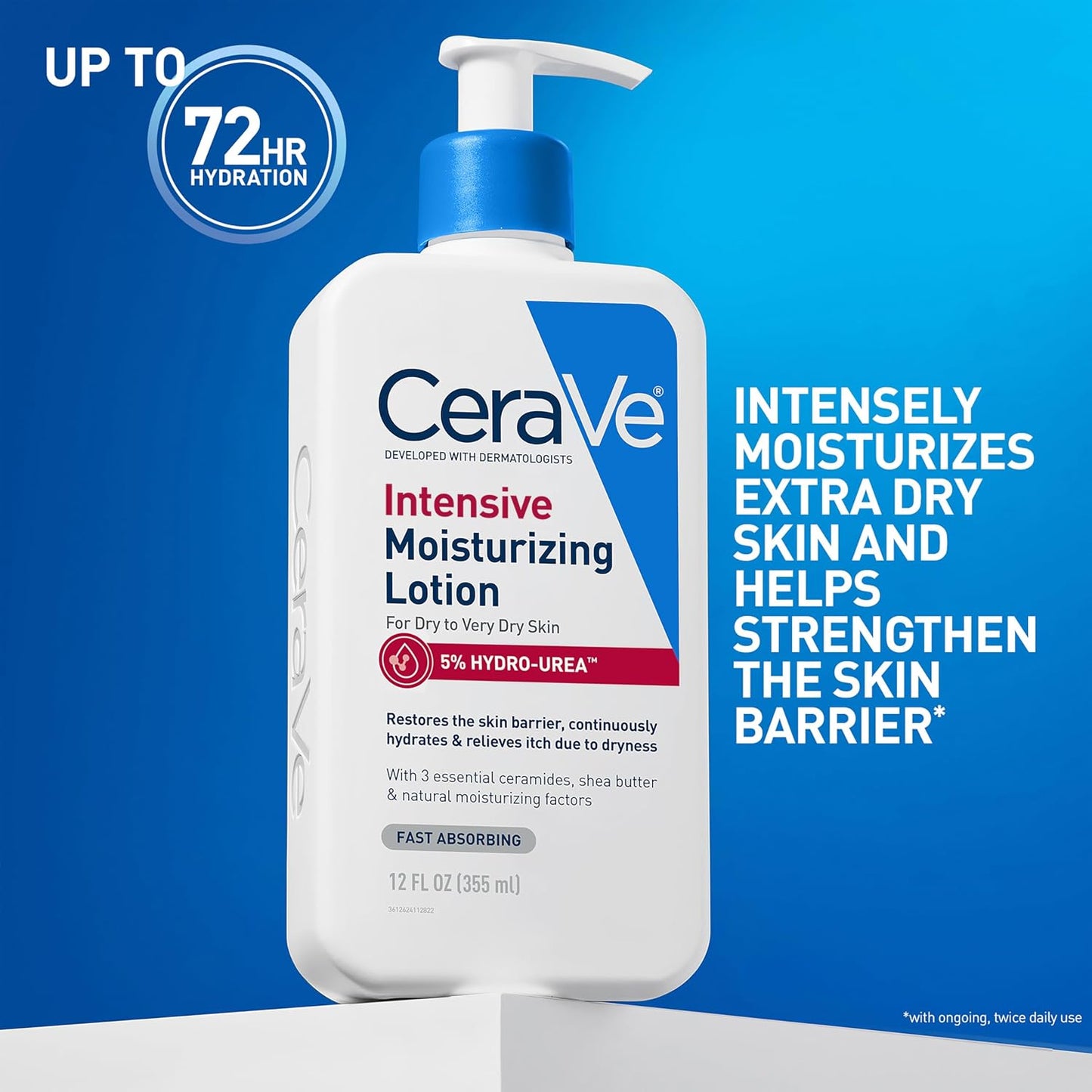 HotCeraVe Intensive Moisturizing Lotion, Hydro-Urea + Shea Butter, Body Lotion For Dry Skin, Relieves Signs Of Extra Dry Skin, Non Greasy Hydrating Cream For Rough, Tight, Red & Itchy Skin, 16oz