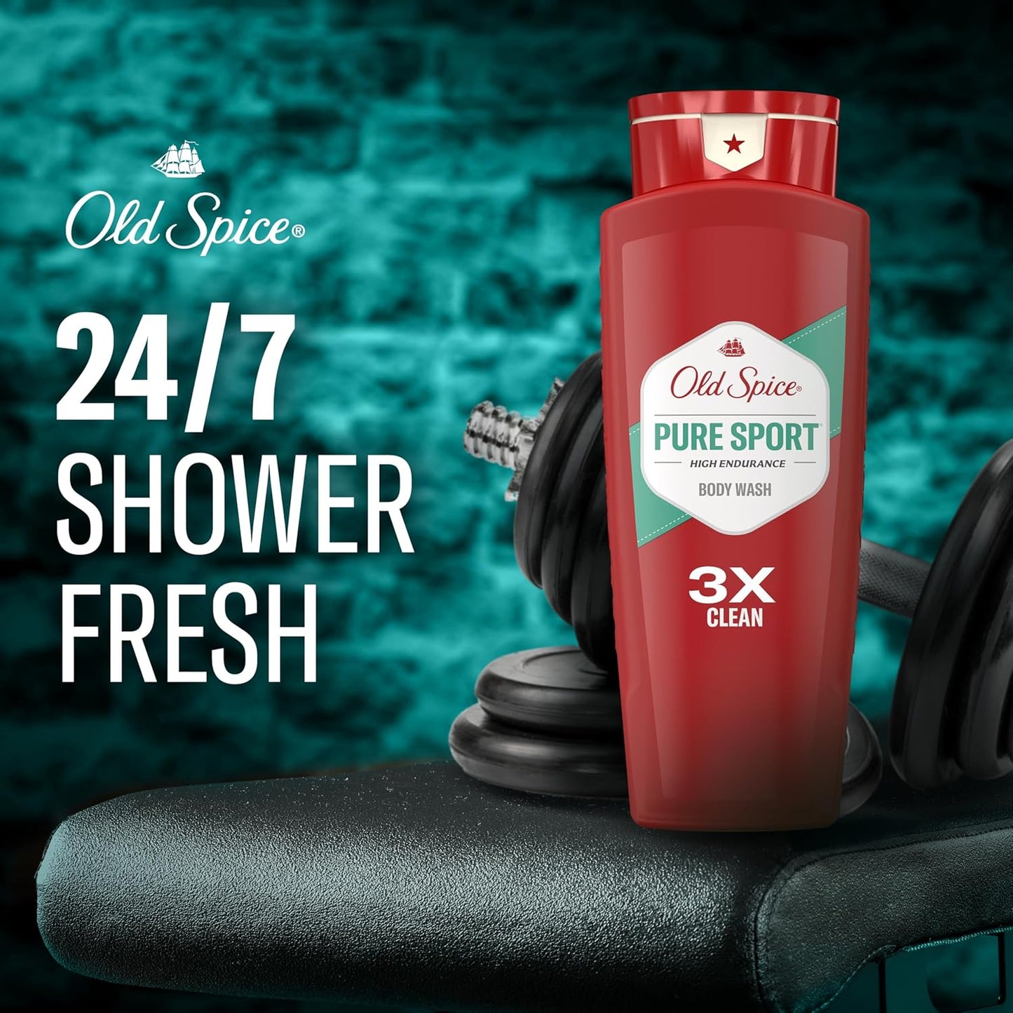 HotOld Spice Refreshing Body Wash for Men, High Endurance, 3X Defense, 24/7 Shower Fresh with Long Lasting Scent, Pure Sport Scent, 24 oz (Pack of 2)
