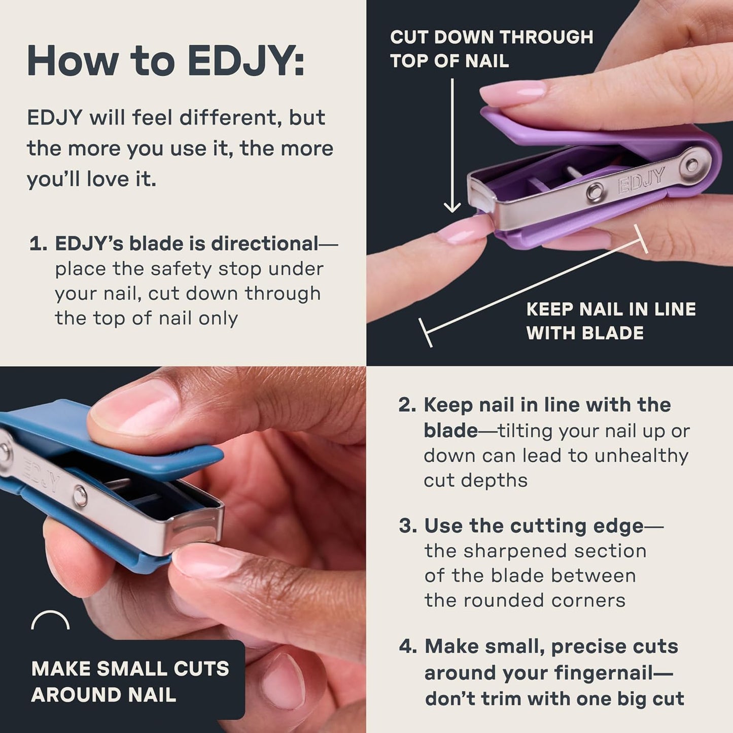 HotEDJY Fingernail Cutter - Precision Stainless Steel Nail Cutter for Fingernails | Sharp Blade, Ergonomic Design, Durable & Rust-Resistant | Ideal for Men and Women | EDJY Blue