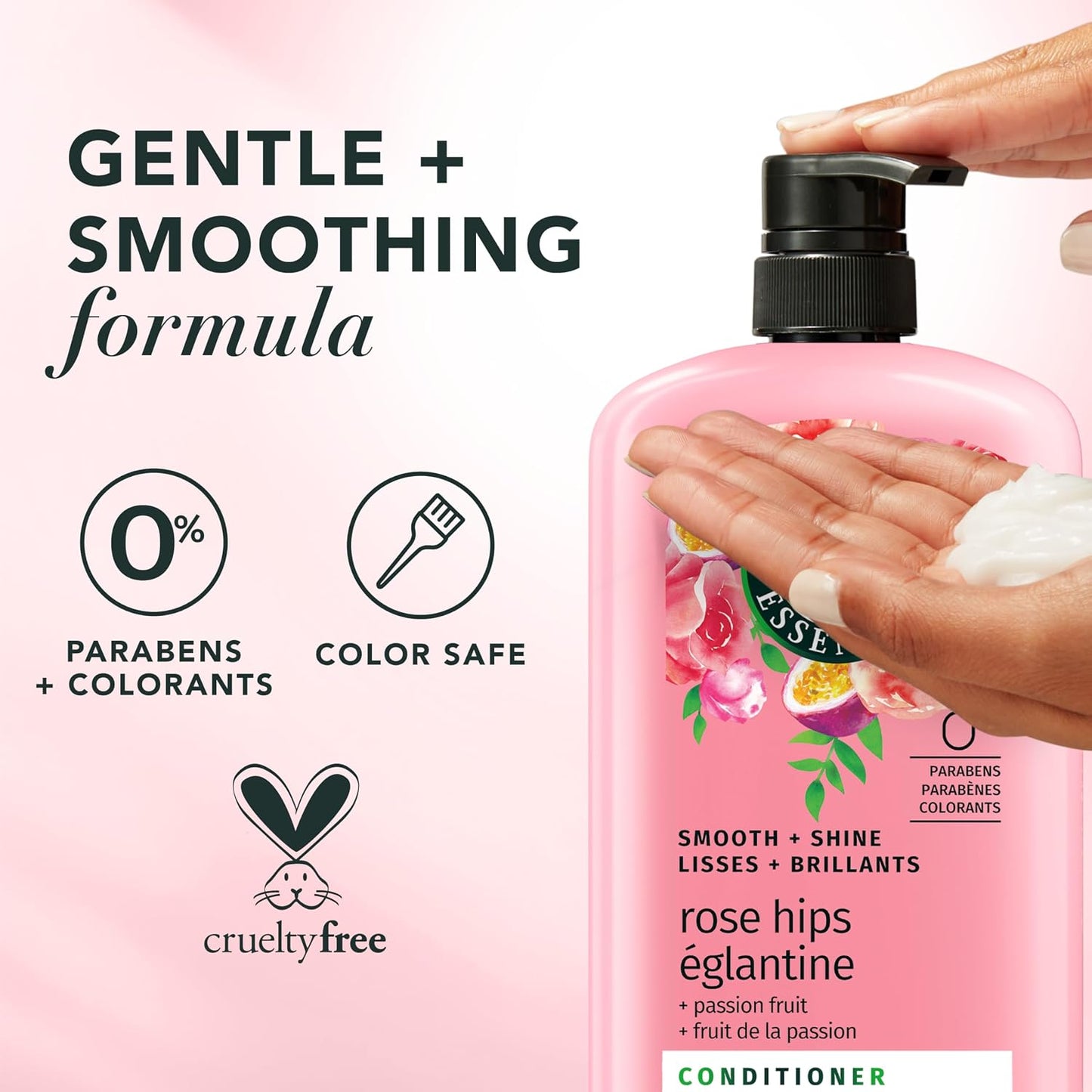 HotHerbal Essences Conditioner, Rose Hips + Passionfruit - Smooth Collection, Shiny Hair with Vitamin E & Jojoba, Safe for Color Treated Hair, Floral Scent, Cruelty-Free, Dermatologist-Tested, 29.2 Fl Oz