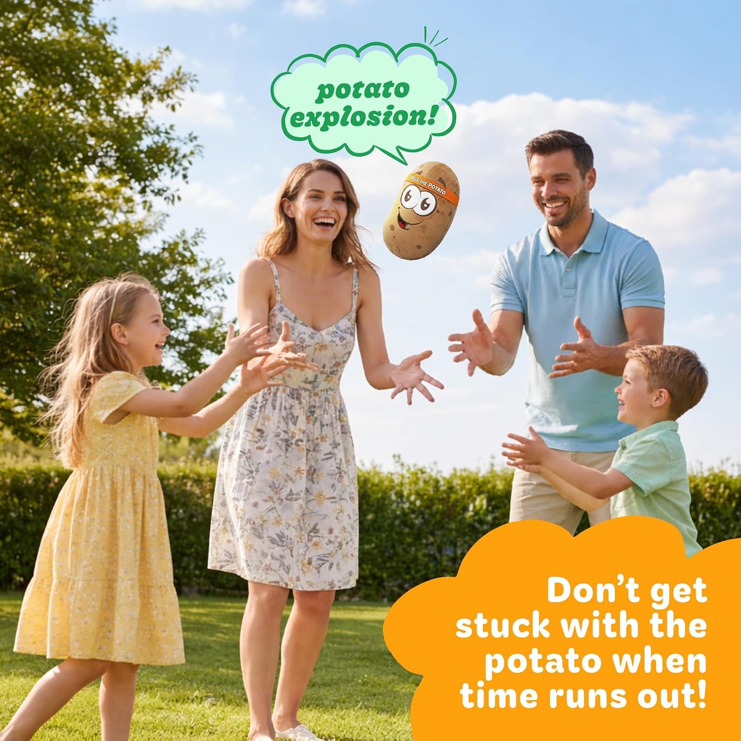 HotMove2Play, Pass The Potato | Hilariously Wild & Fun | Active Family Game for Kids Ages 3-8+ | Indoor Outdoor Toss Game | Party Games for Boys & Girls | Camping Travel Fun