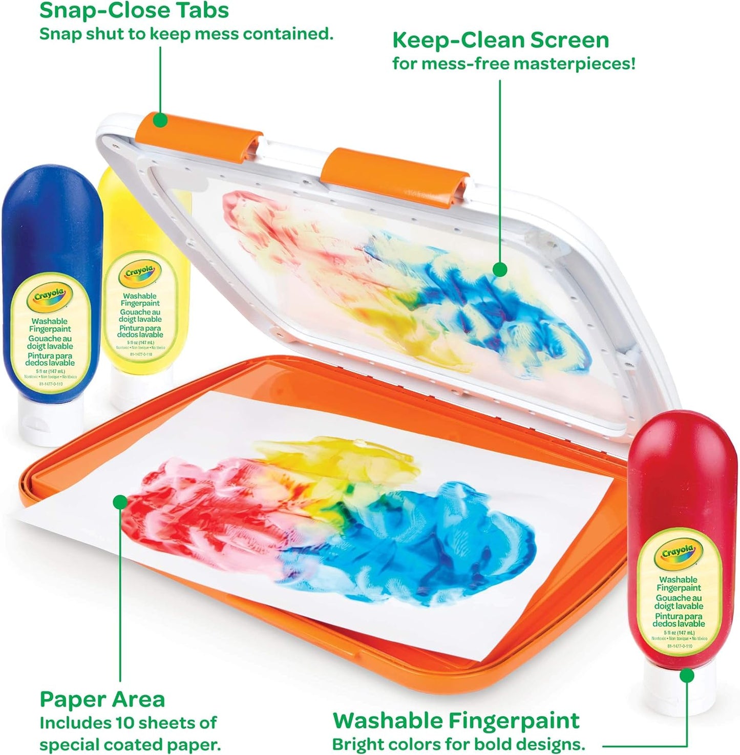 Hot Crayola Mess Free Finger Painting Station – Washable Finger Paint for Toddlers, Spring Arts & Crafts Set, Sensory Activity, Travel Toy, Ages 1+