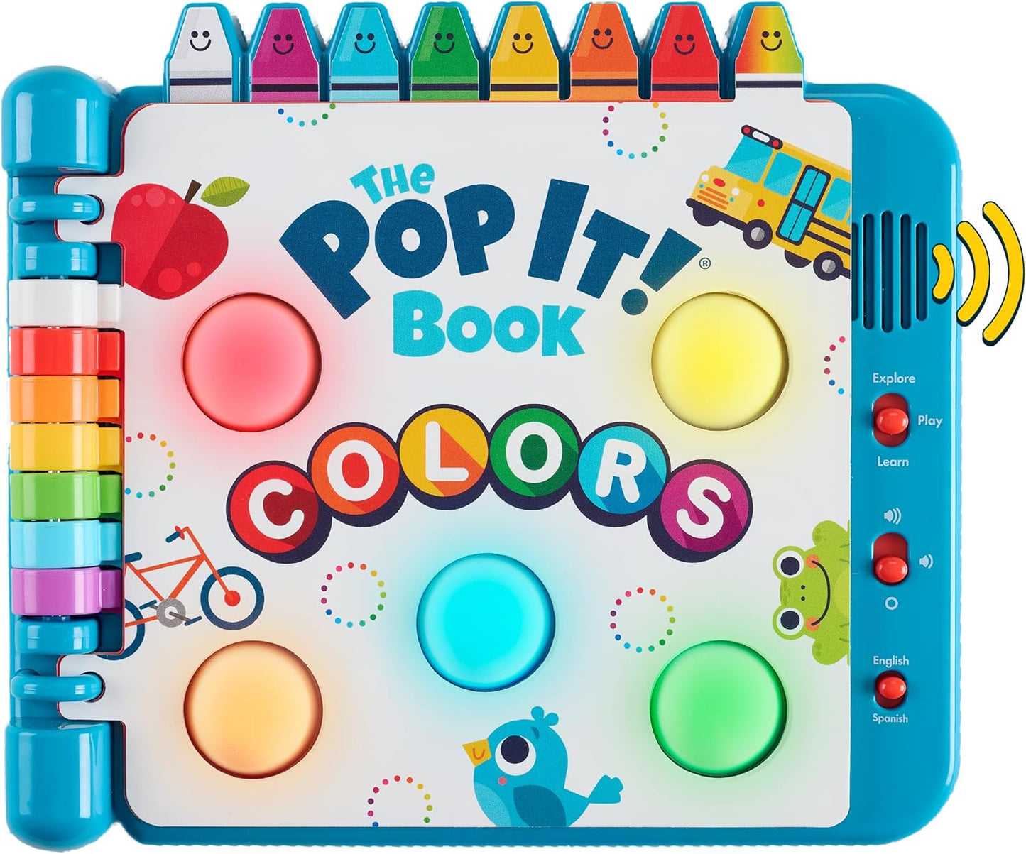Hot Chuckle & Roar Pop It! Book: Colors – Interactive Sensory Learning Book with Bilingual English & Spanish Play, Grow-with-Me Modes, Quiet Mode, Color Learning Toy for Toddlers Ages 1–4+