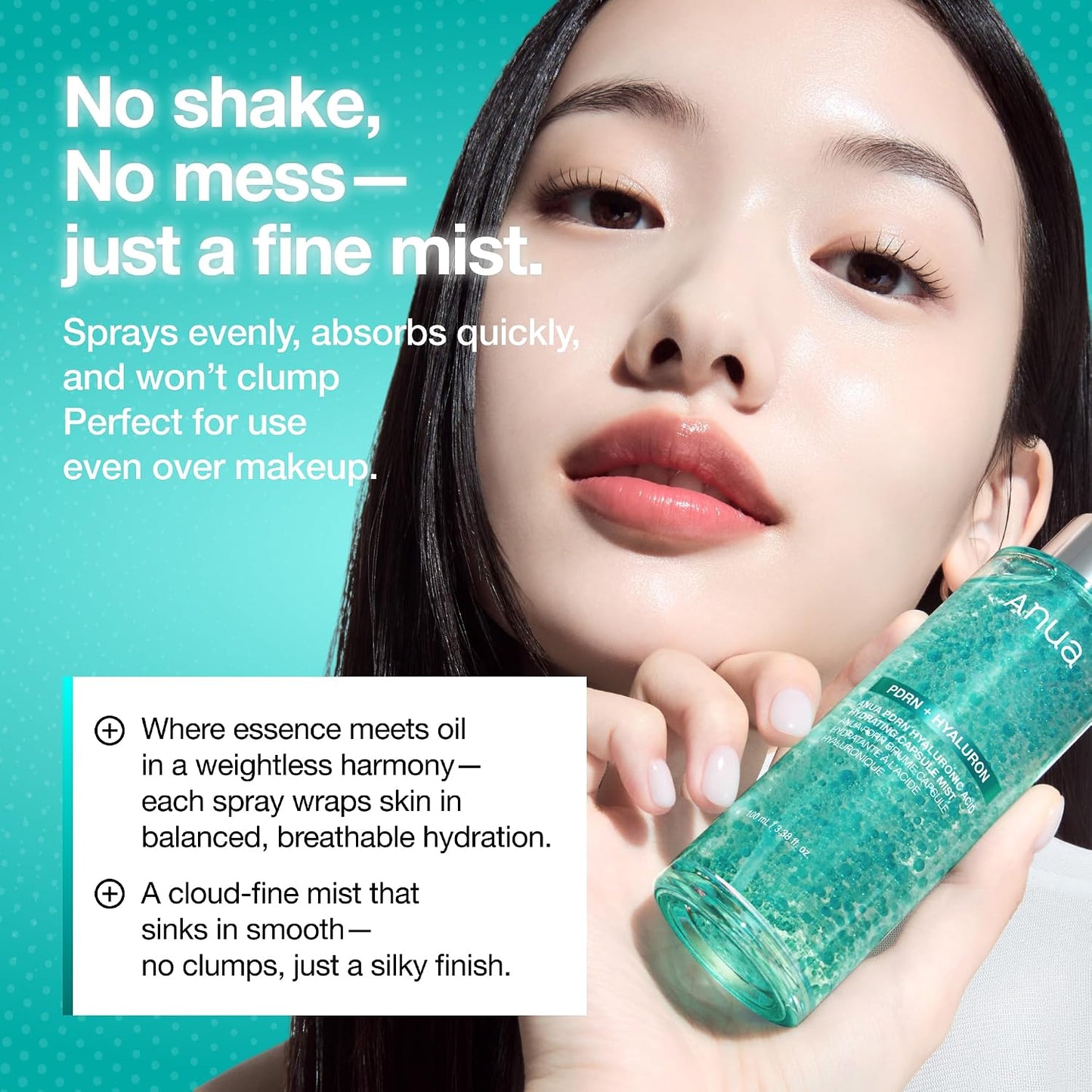 HotAnua PDRN Collagen Glow Facial Serum Spray, Hydrating Face Mist, Hyaluronic Acid, dewy glass finish, All Skin Types, Instant Plumping Hydration, Firming Care, Korean Skincare, 3.38 fl oz