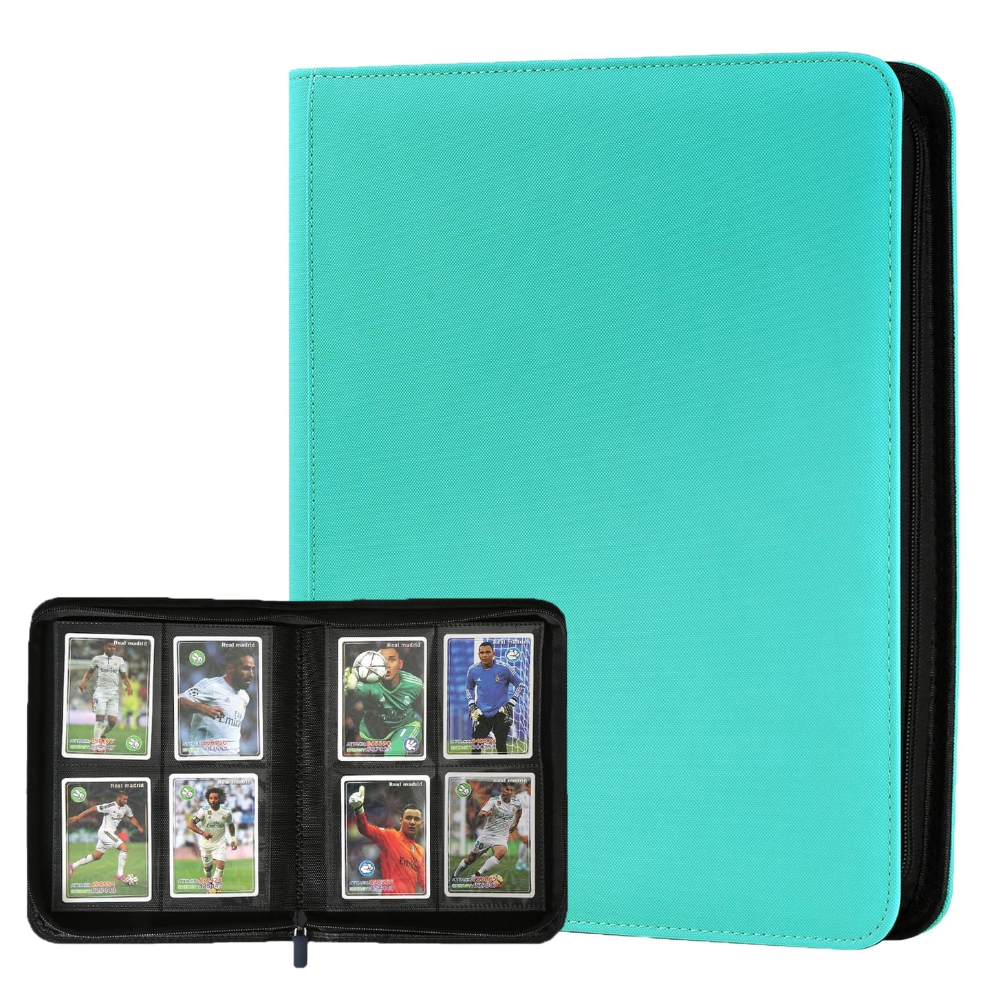 HotGERMUN 9 Pocket Trading Card Binder,720 Cards,40 Top-Loading Pages, Double Sided Pockets PU Cover Zipper Collection Album Folder for Standard MTG, TCG, Sports Cards(Black)