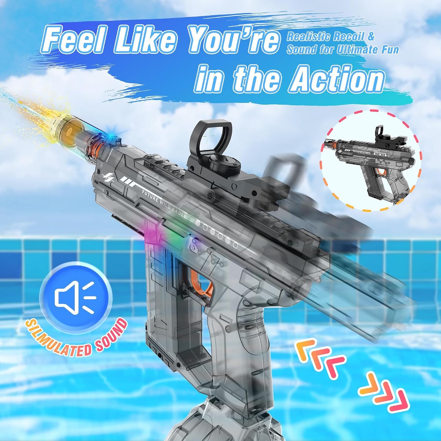Hot Electric Water Guns for Adults & Kids,Realistic Automatic Water Gun with 26-32 FT Long Range,800ml Large Water Tank,Splash-Resistant Design,Summer Outdoor Pool Beach Toy for Backyard Games(2 Pack)