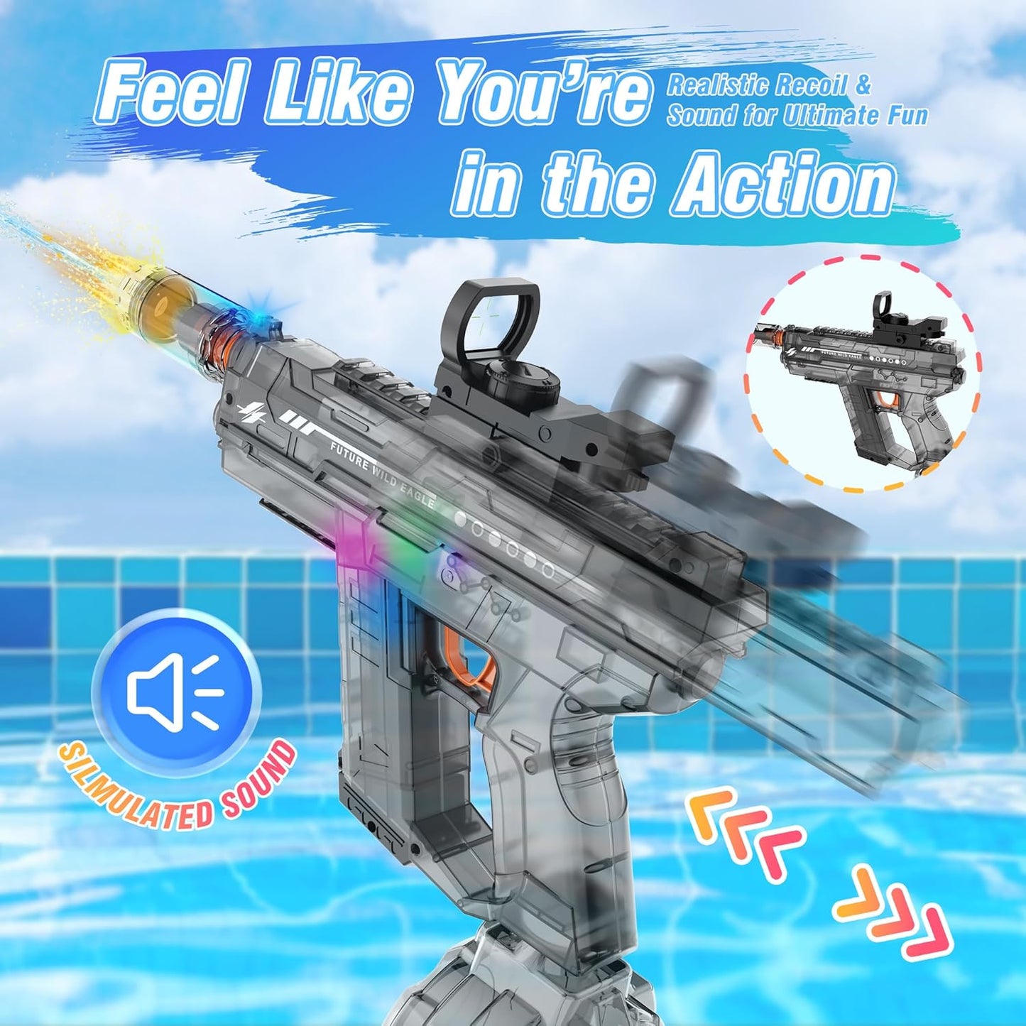 Hot Electric Water Guns for Adults & Kids,Realistic Automatic Water Gun with 26-32 FT Long Range,800ml Large Water Tank,Splash-Resistant Design,Summer Outdoor Pool Beach Toy for Backyard Games(2 Pack)