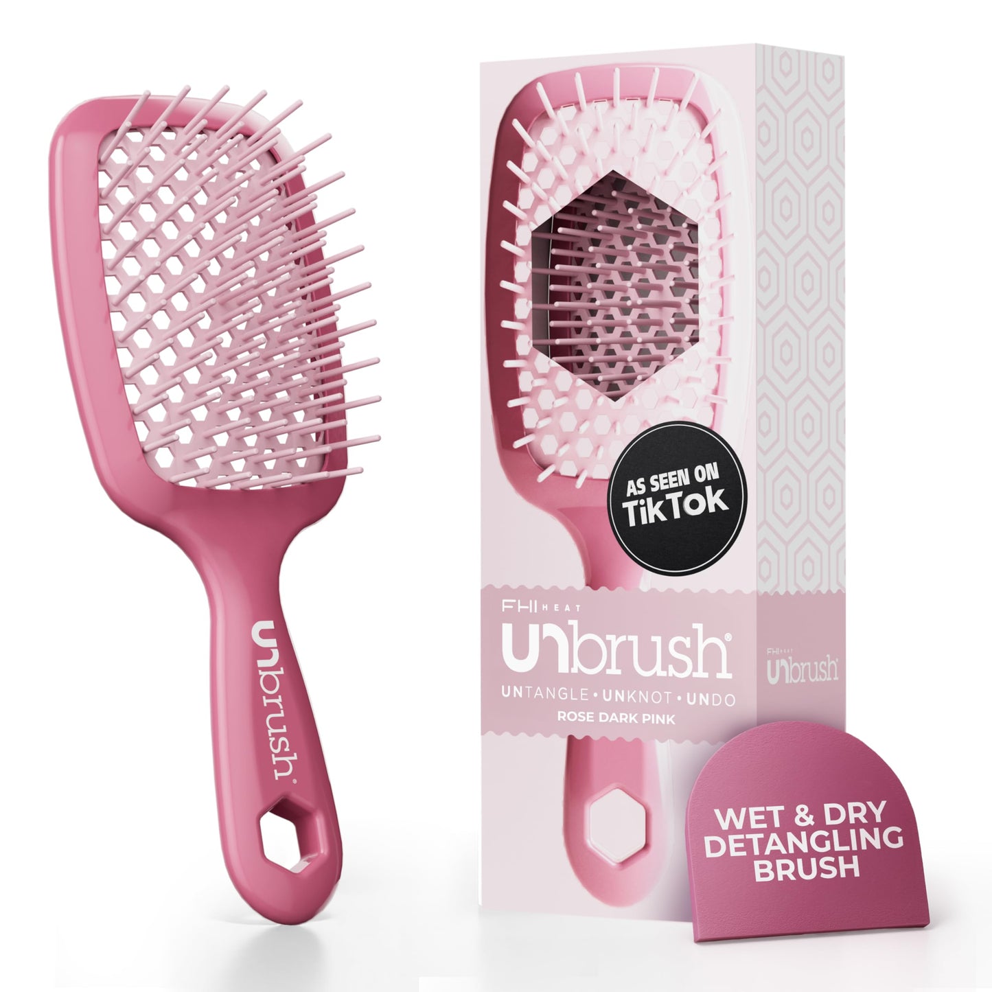 HotFHI Heat UNbrush Detangling Brush for Pain-Free Brushing on All Wet or Dry Hair Types — Durable DuoFlex Anti-Static Bristles, Lightweight Handle, Vented Hair Brush, Periwinkle Light Blue