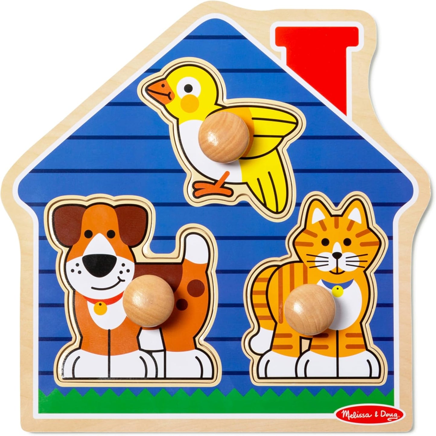 Hot Melissa & Doug Pet Animals Jumbo Knob Puzzle, Wooden Peg Puzzle for Toddlers, Educational Toy for Shape Recognition and Fine Motor Skills, Ages 1+