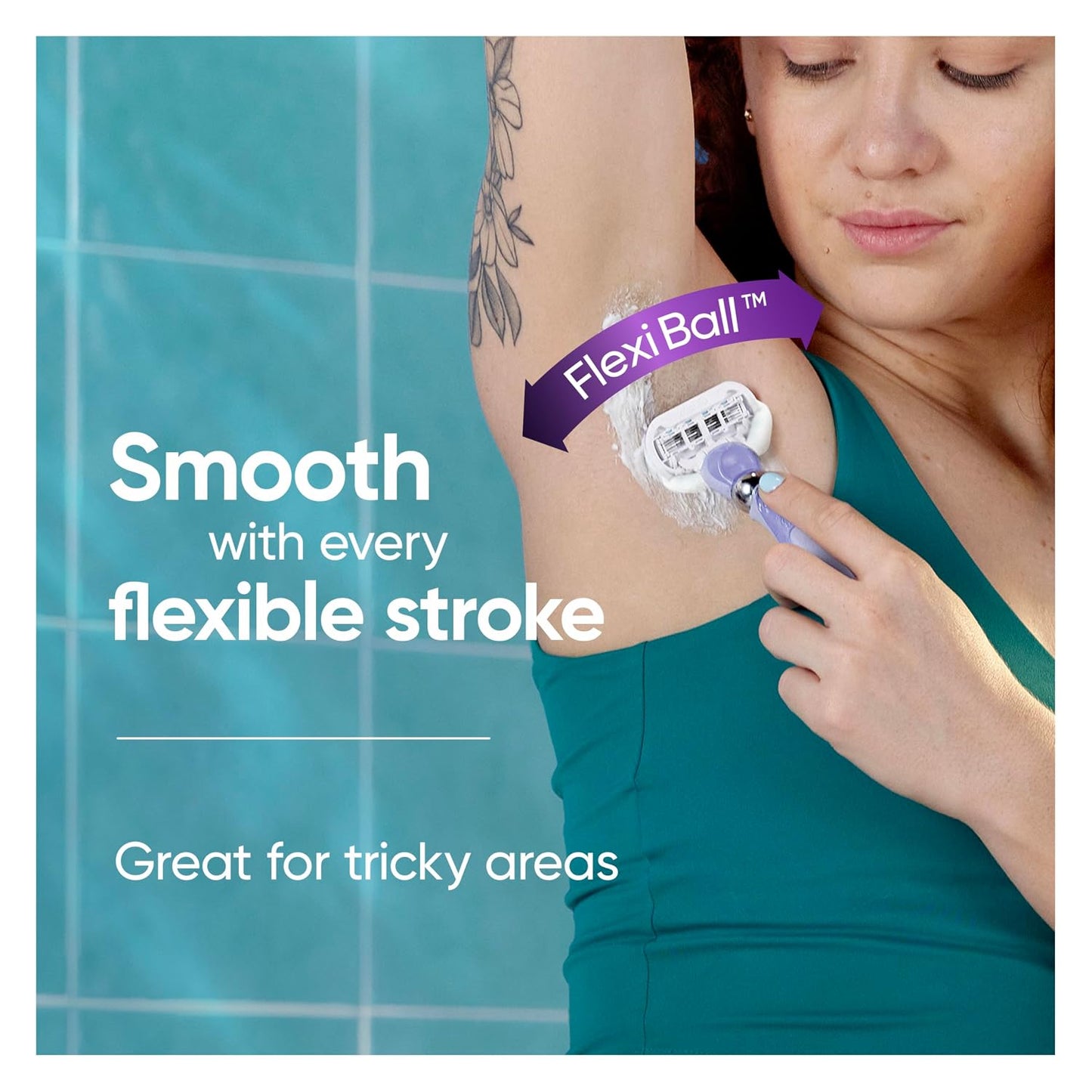 HotGillette Venus Razor for Women, Extra Smooth Contour, Includes 1 Reusable Razor Handle + 4 Count 5-Bladed Razor Refills, with Flexiball Pivoting Handle and Shower Holder