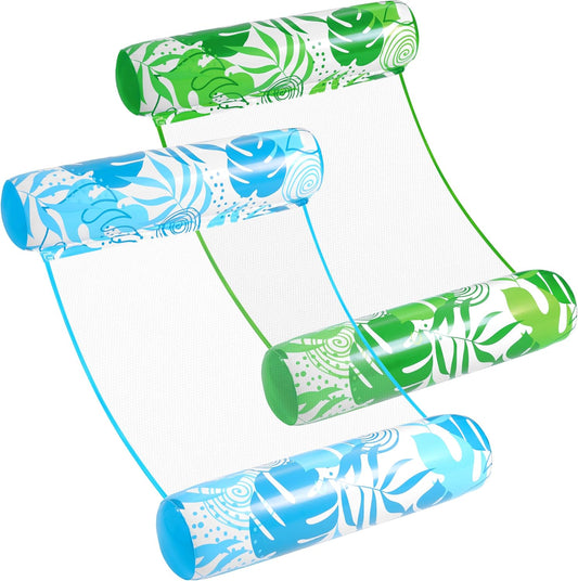 HotSLOOSH 2 Packs Hammock Pool Floats Adults, 4-in-1 Multi-Purpose Inflatable Pool Floats PVC Water Hammock Lounge Floaties