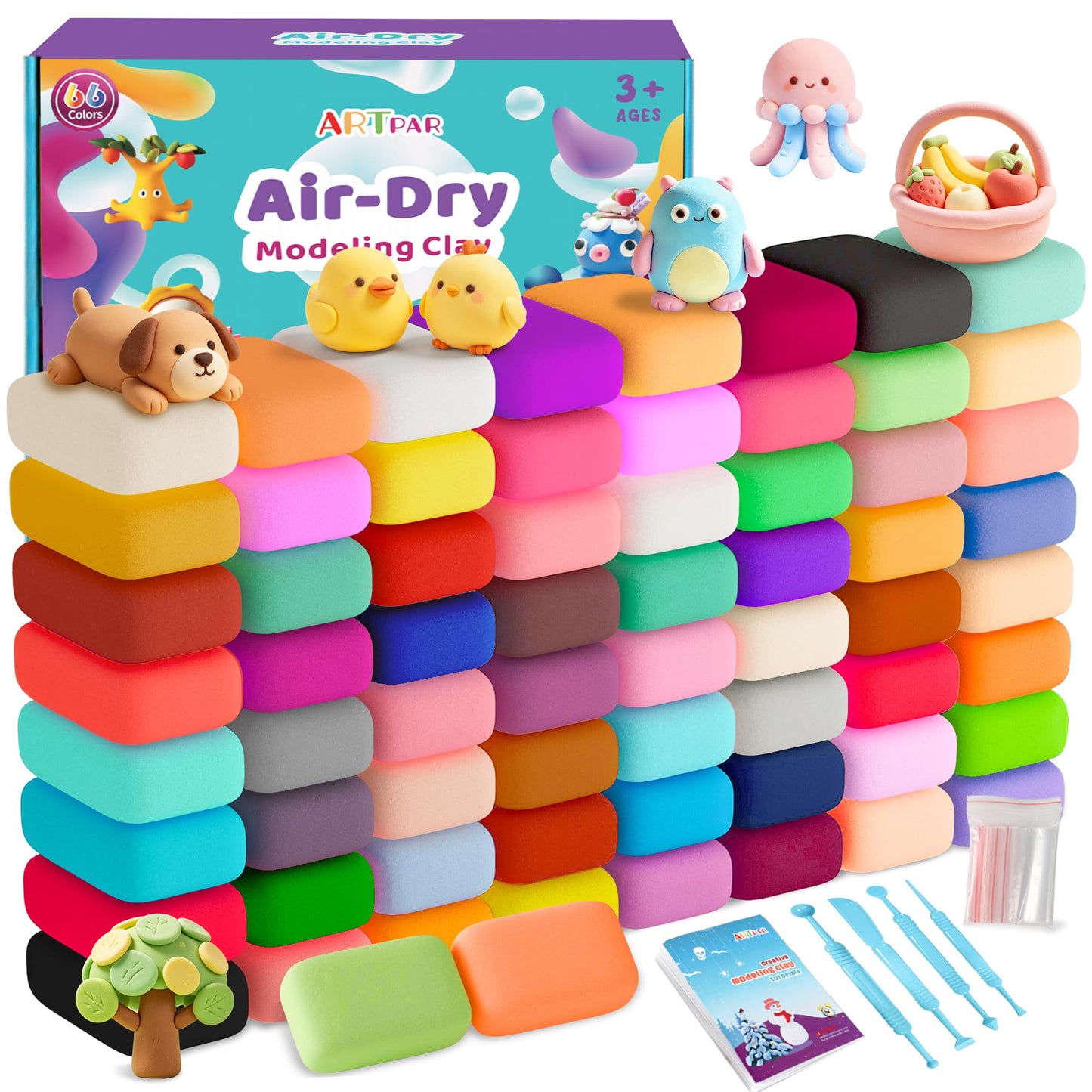 Hot ARTPAR Air Dry Clay for Kids,90 Colors Modeling Magic Clay Bulk Craft Kit | Colorful Molding Clay Sculpting Set,Soft & Non-Sticky,DIY Classroom Activities,Fun Art & Crafts Gifts for Boys & Girls 3-12Y