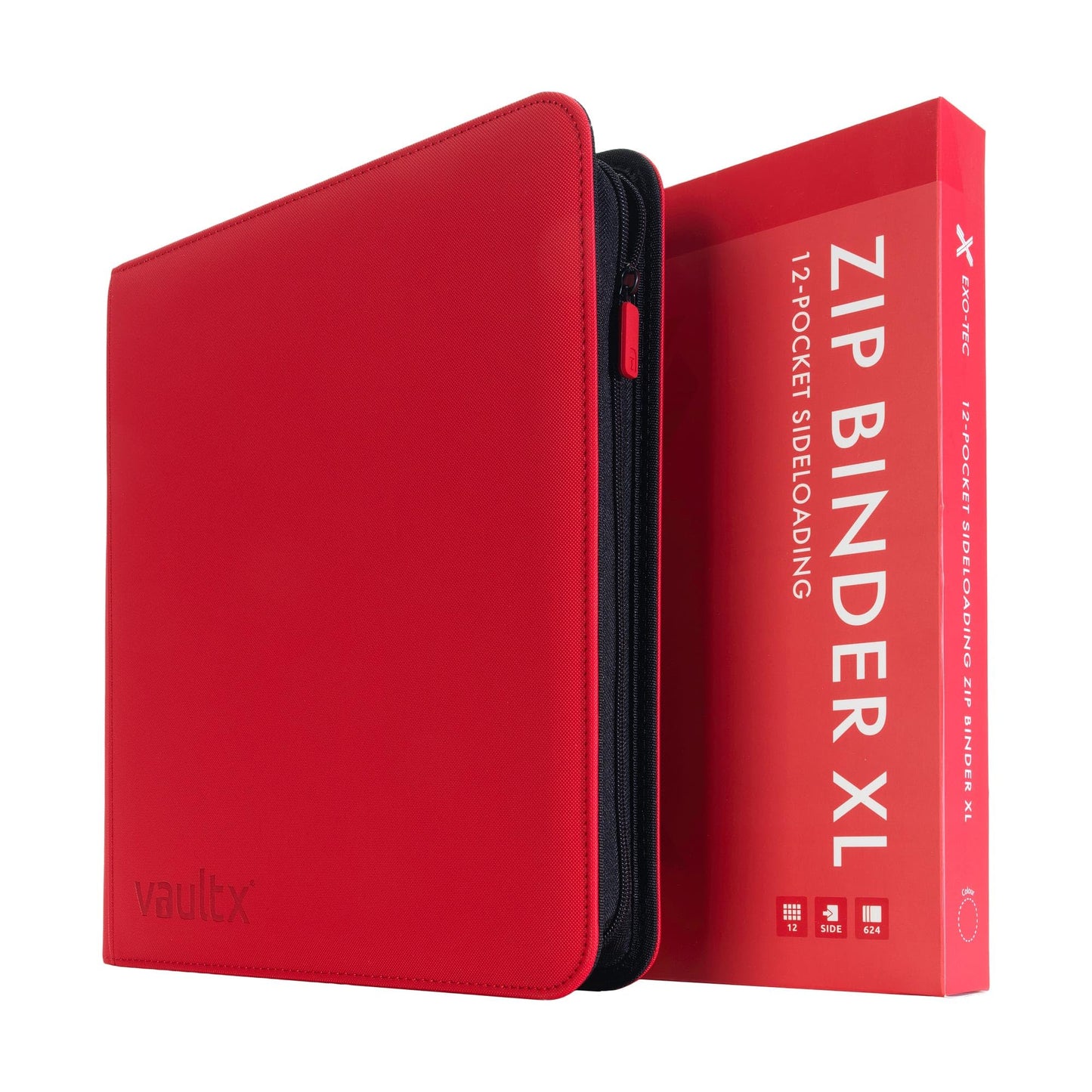 Hot Vault X 12 Pocket Zip Trading Card Binder 480 Cards Exo-Tec (Black) | Holds 480 standard-size TCG cards in 20 side-loading 12-pocket pages. Padded, water-resistant Exo-Tec cover.
