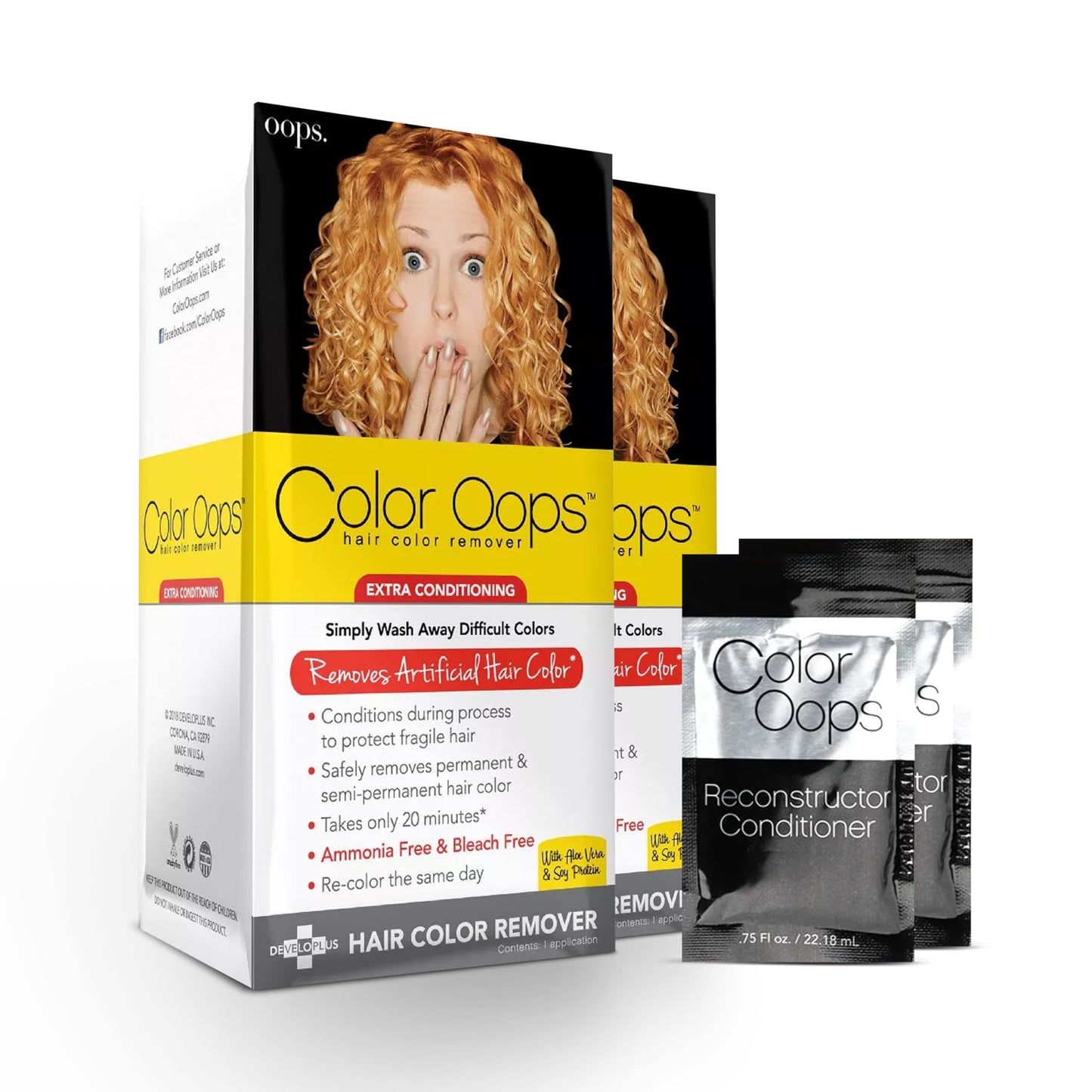 HotColor Oops Extra Conditioning Hair Color Remover, 1 Application | Processes in 20 Minutes, Safely Removes Permanent & Semi-Permanent Dye, Ammonia & Bleach Free