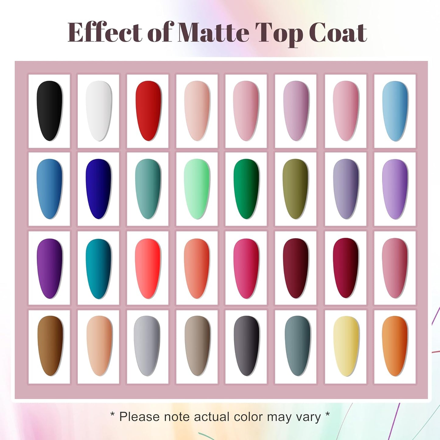 HotJODSONE 36 PCS Gel Nail Polish Set-32 Colors Gel Polish Kit Base Coat Glossy Matte and Glitter Top Coat Nail Polish Set Green Blue Red Pink Collection Gifts for Women