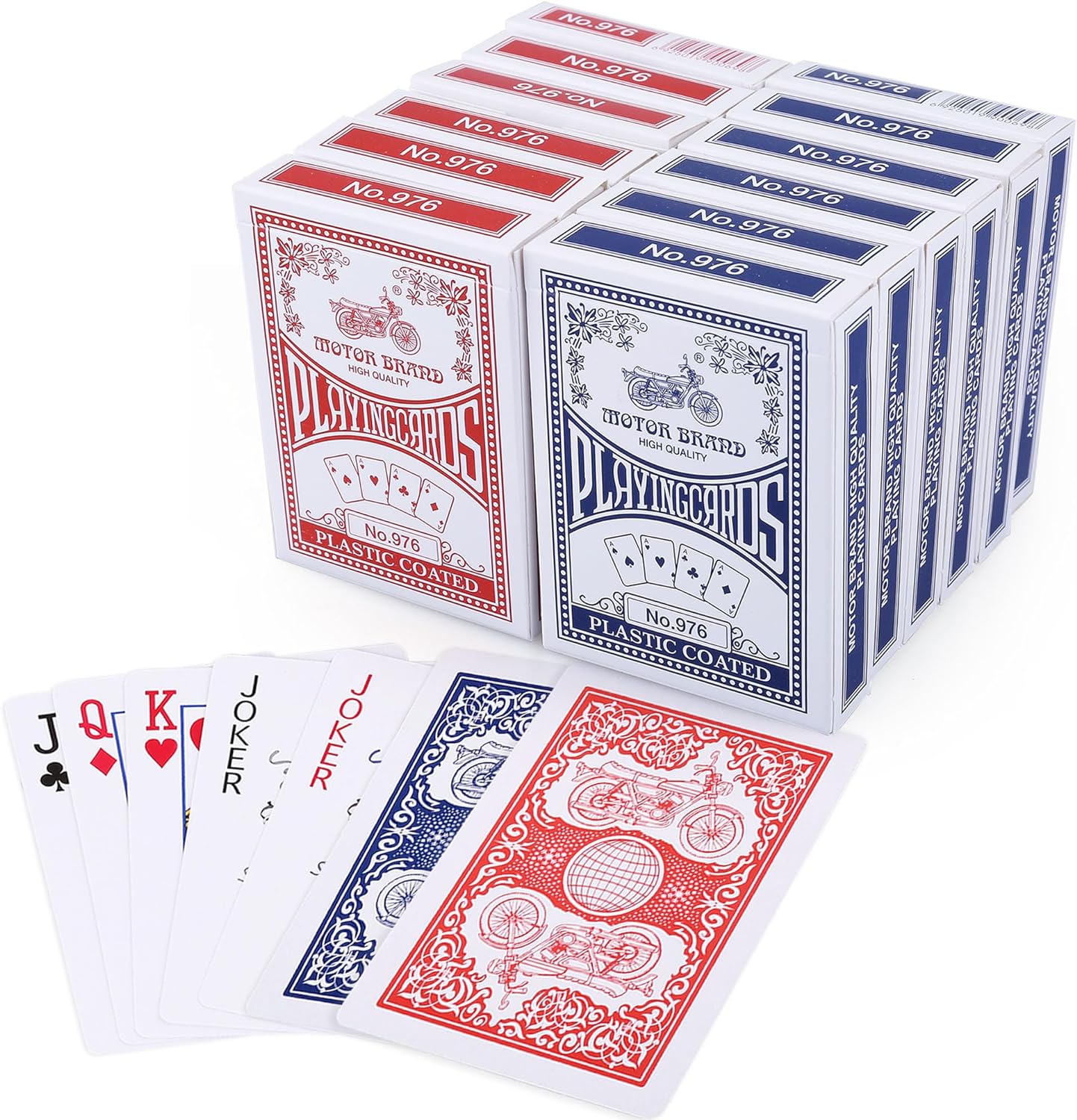 HotLotFancy Playing Cards, 12 Pack, Decks of Cards Bulk, Poker Size, Standard Index, for Blackjack, Euchre, Canasta Card Game, 6 Blue and 6 Red, Casino Grade Poker Cards