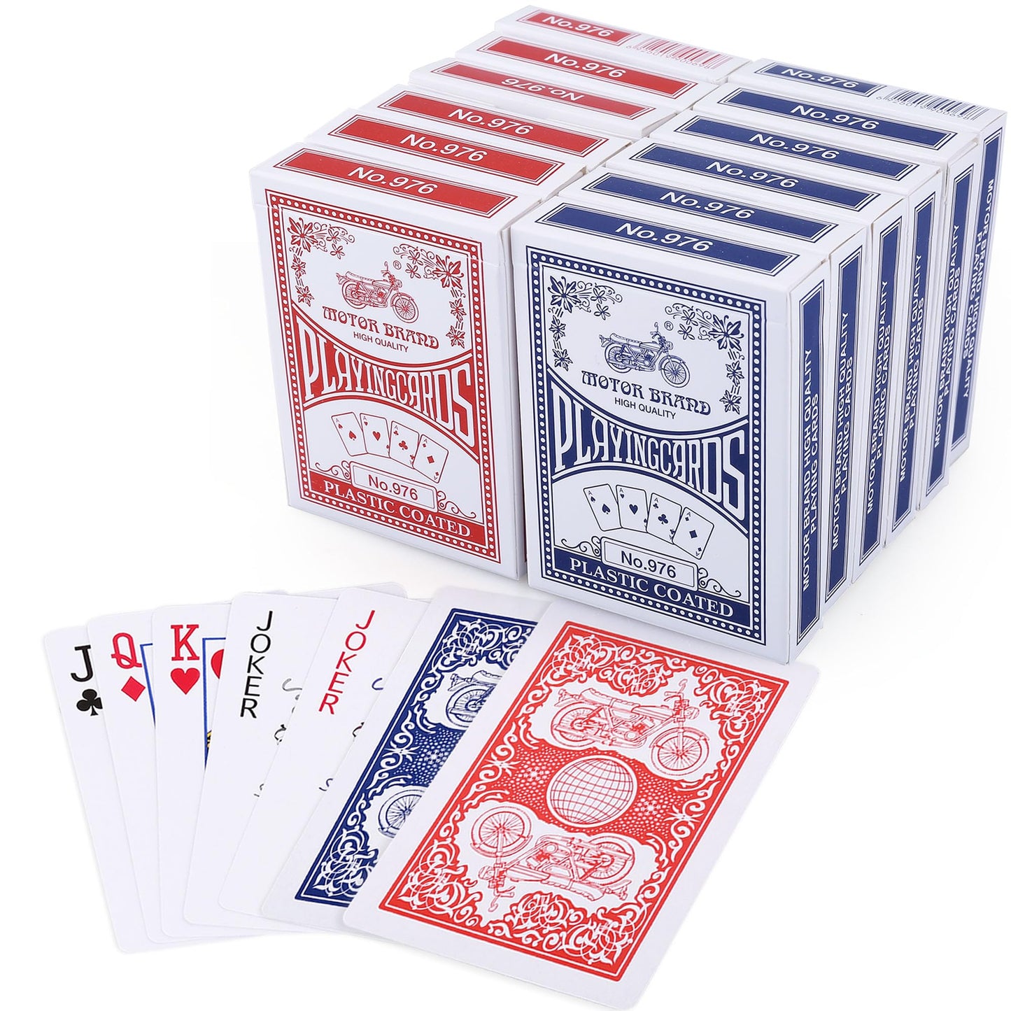 HotLotFancy Playing Cards, 12 Pack, Decks of Cards Bulk, Poker Size, Standard Index, for Blackjack, Euchre, Canasta Card Game, 6 Blue and 6 Red, Casino Grade Poker Cards