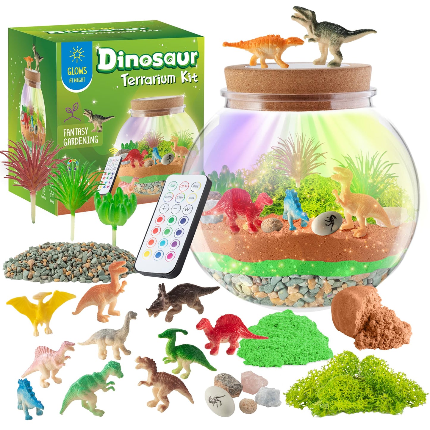 HotJOYEEMAX Unicorn Light-Up Terrarium Kit for Kids - LED Night Light Birthday Gift for Girls Ages 4 5 6 7 8-12 Year Old - Unicorn Toys for Girls - DIY Arts and Crafts Kit for Kids
