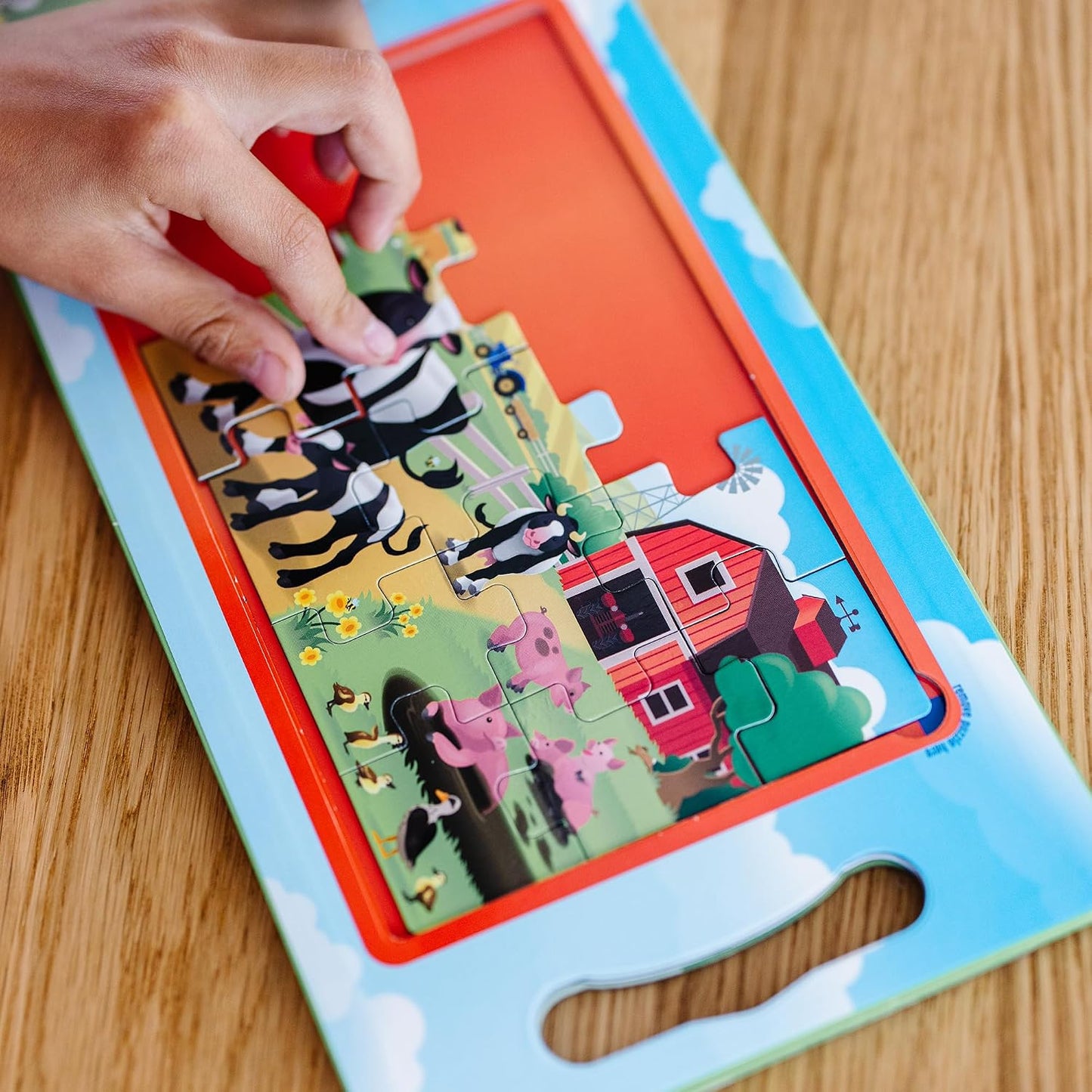 HotMelissa & Doug Take-Along Magnetic Jigsaw Puzzle Set – On the Farm (2 x 15 Piece) Travel Activity Toy for Preschoolers and Kids Ages 3+ - FSC Certified