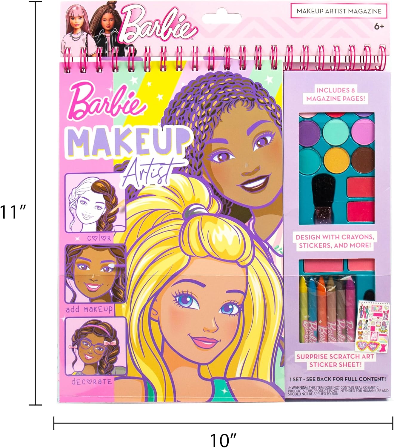 HotHorizon Group USA Barbie Magazine - Create Hair & Makeup Looks with 130+ Stencils, 180+ Stickers, Crayons & Pretend Makeup