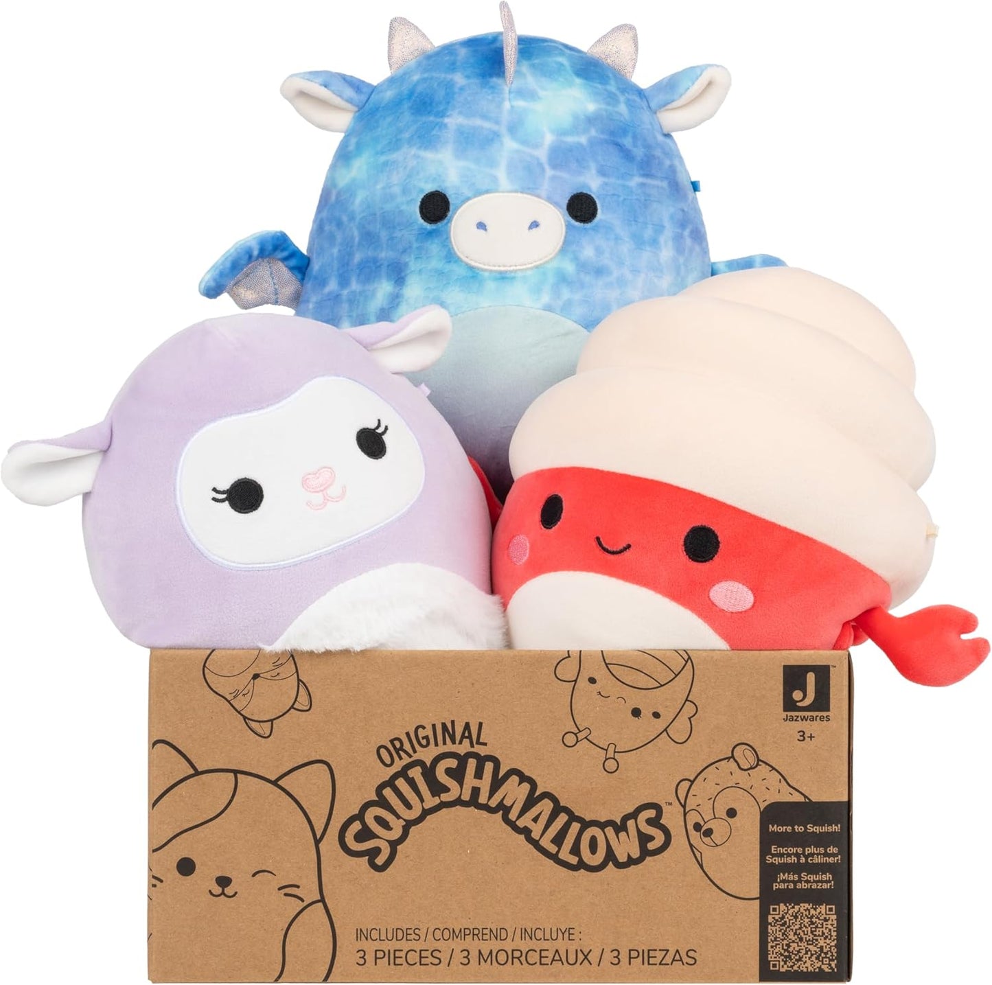 Hot Squishmallows Original Mystery 3-Pack (8-Inch) – Official Jazwares Plush (Medium-Sized)