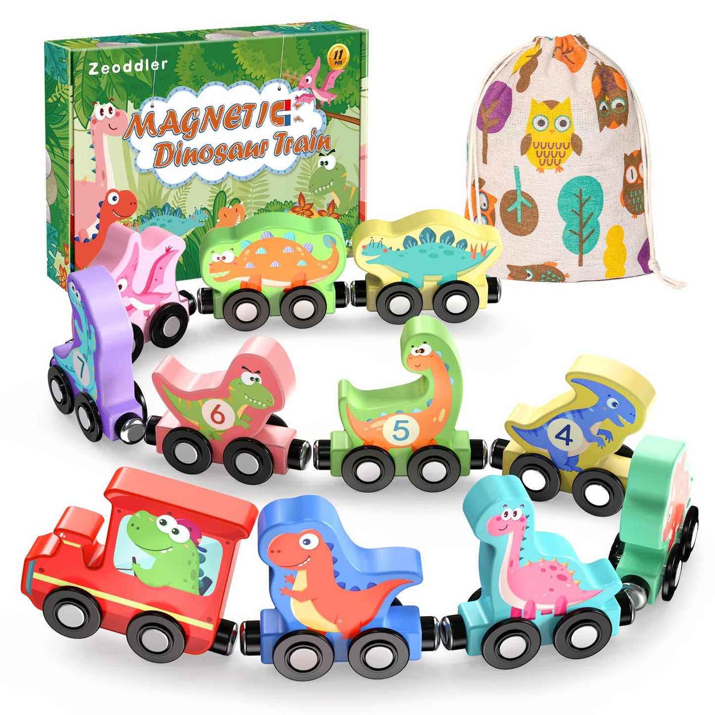 Hot Zeoddler Toys for Toddlers, 11 Magnetic Wooden Animals Train Set, Montessori Toys for Toddlers, Preschool Learning Activities for Kids, Birthday Gifts for Boys, Girls