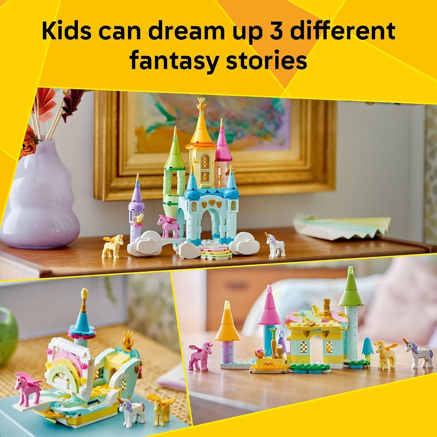 Hot LEGO Creator 3 in 1 Unicorn Castle Building Toy for Kids - Unicorn Toy Trio for Girls & Boys, Ages 8+ - Build 3 Pretend Play Toys with 1 Set of Building Blocks - Gift Idea for Birthdays - 31175
