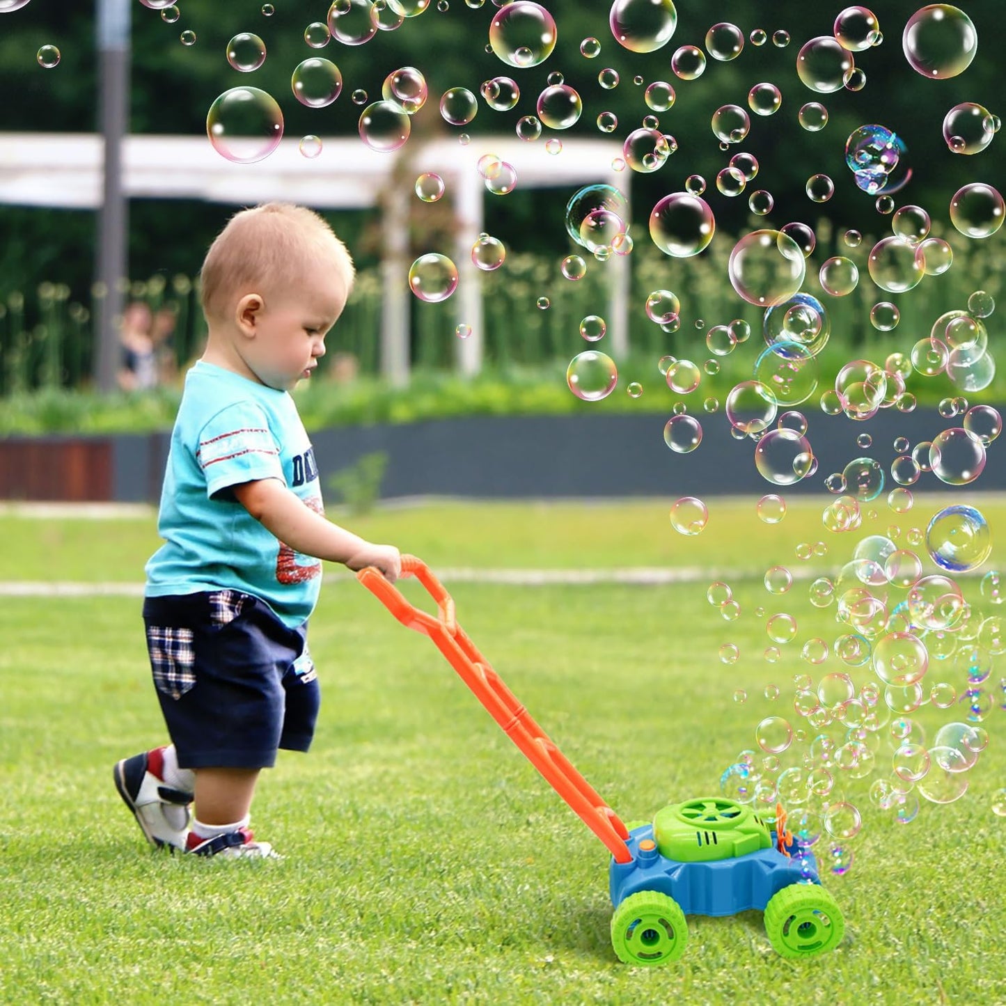 HotLydaz Bubble Lawn Mower for Toddlers 1-3, Kids Bubble Machine for 1-Year-Old Boys Toy Gifts, Gardening Easter Basket Stuffers Birthday Toys, Push Summer Outdoor Toys for Preschool Baby Boys Age 1 2 3