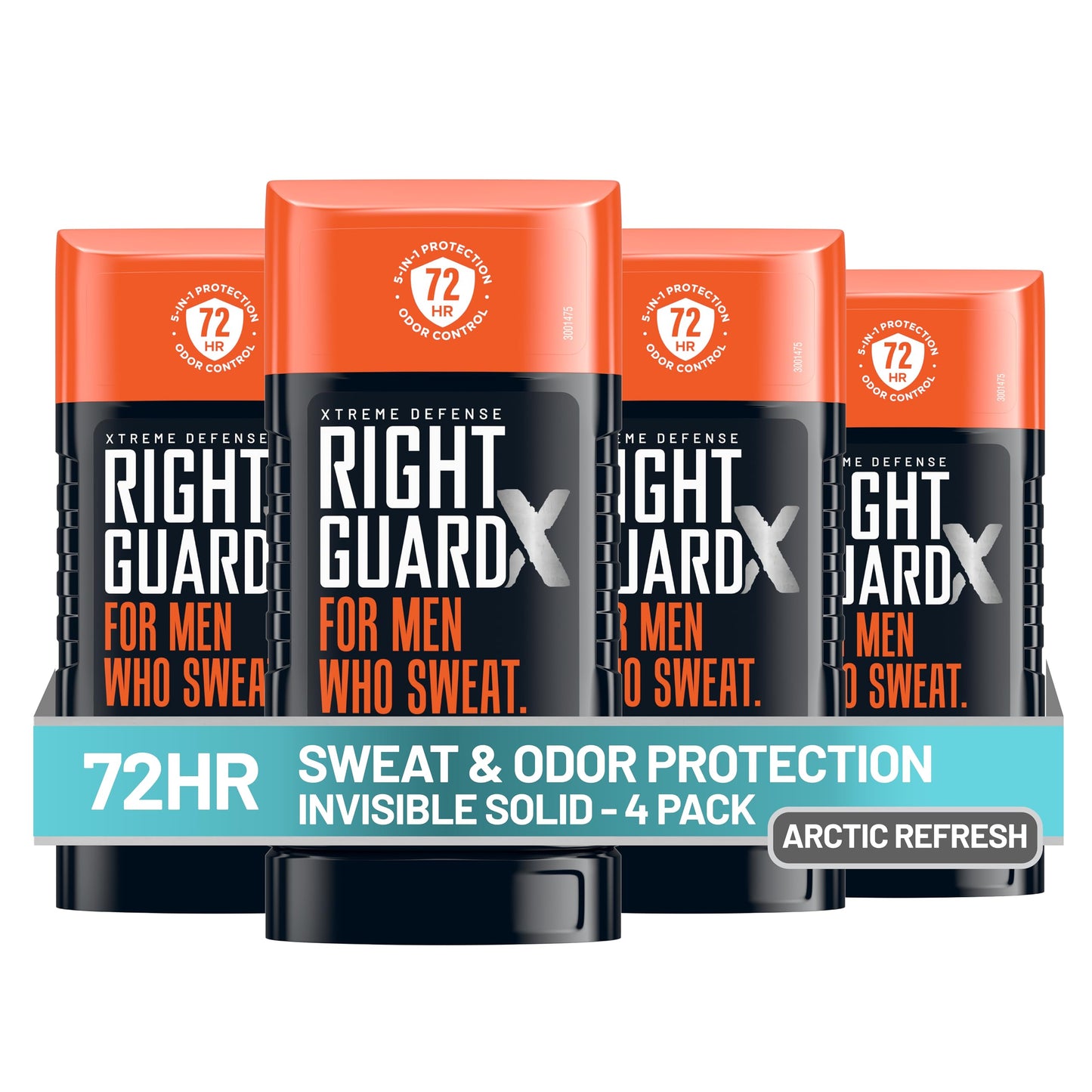 HotRight Guard Xtreme Defense Invisible Solid Antiperspirant Deodorant, Fresh Blast Scent - 5-in-1 Deodorant Men Can Trust, 72-Hour Odor Control, 2.6 oz (4 Pack)