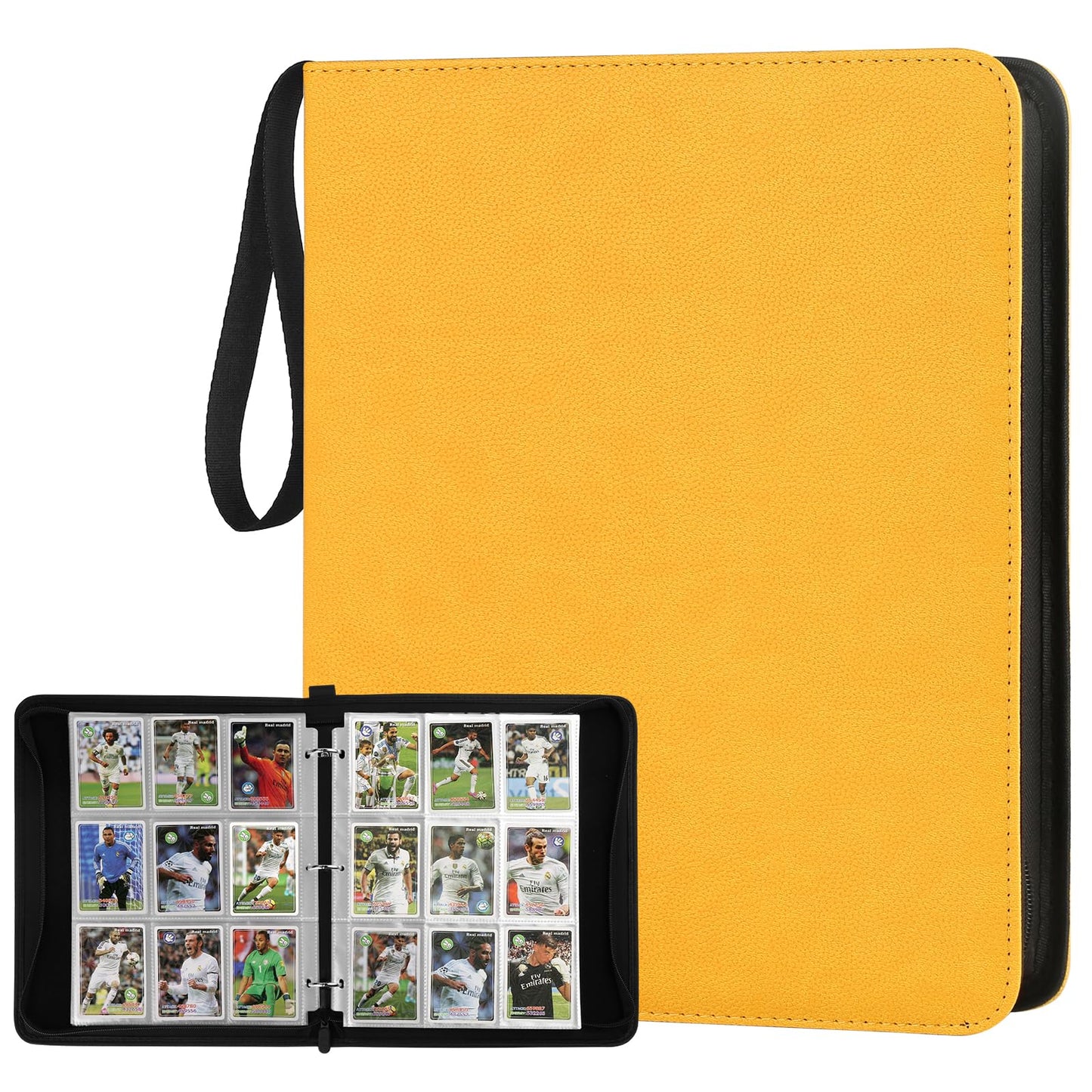 HotGERMUN 9 Pocket Trading Card Binder,720 Cards,40 Top-Loading Pages, Double Sided Pockets PU Cover Zipper Collection Album Folder for Standard MTG, TCG, Sports Cards(Black)