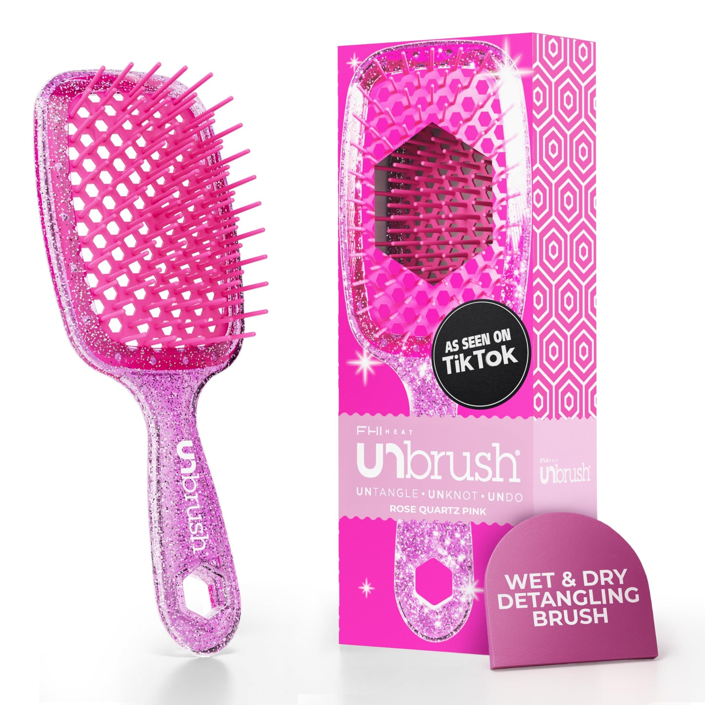 HotFHI Heat UNbrush Detangling Brush for Pain-Free Brushing on All Wet or Dry Hair Types — Durable DuoFlex Anti-Static Bristles, Lightweight Handle, Vented Hair Brush, Periwinkle Light Blue