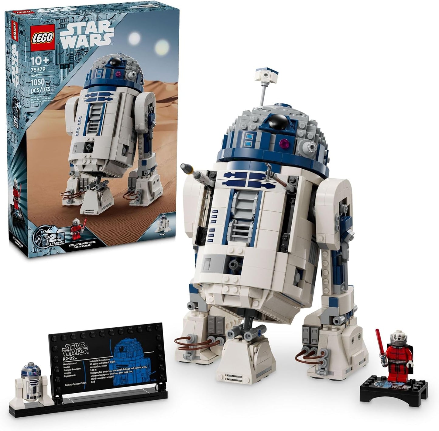 HotStar Wars R2-D2 Building Toy Set -Display Star Wars Toy, Ages 10+ - Includes 25th Anniversary Darth Malak Minifigure - 75379