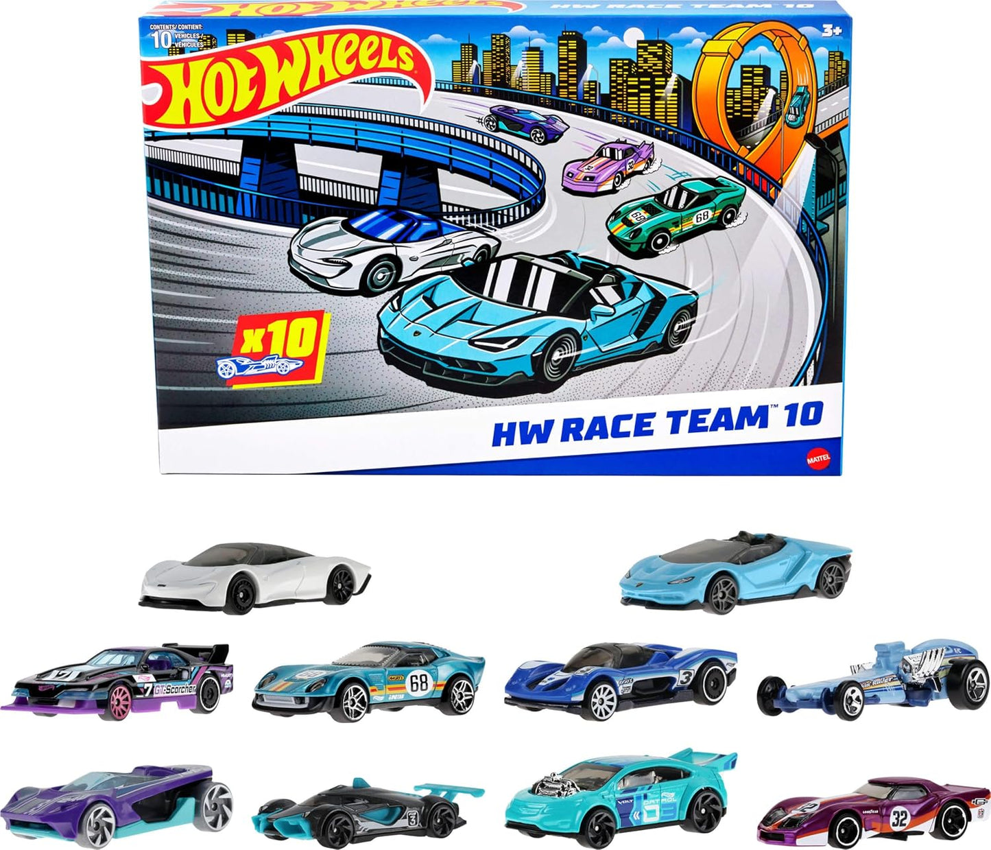 HotHot Wheels 10-Pack of Toy Race Cars (Styles May Vary) | Set of 10 1:64 Scale Vehicles,Includes Hot Wheels Originals & Officially Licensed Cars (Amazon Exclusive)