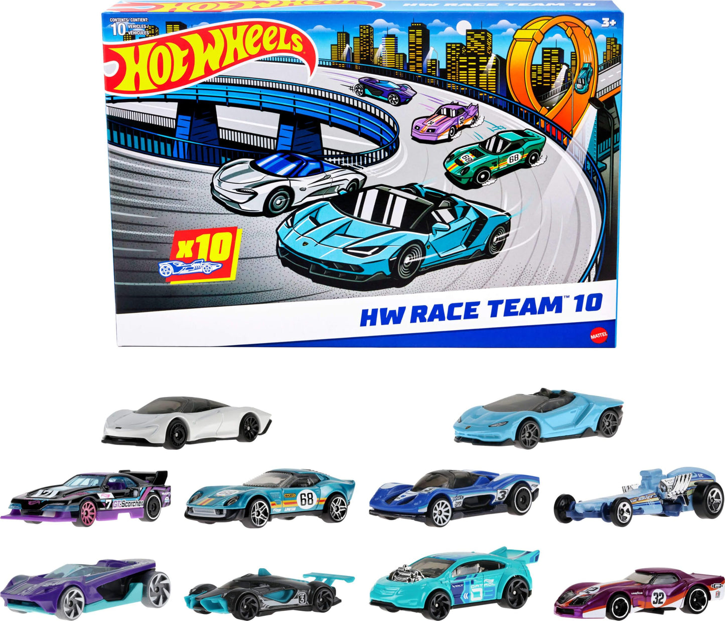 HotHot Wheels 10-Pack of Toy Race Cars (Styles May Vary) | Set of 10 1:64 Scale Vehicles,Includes Hot Wheels Originals & Officially Licensed Cars (Amazon Exclusive)