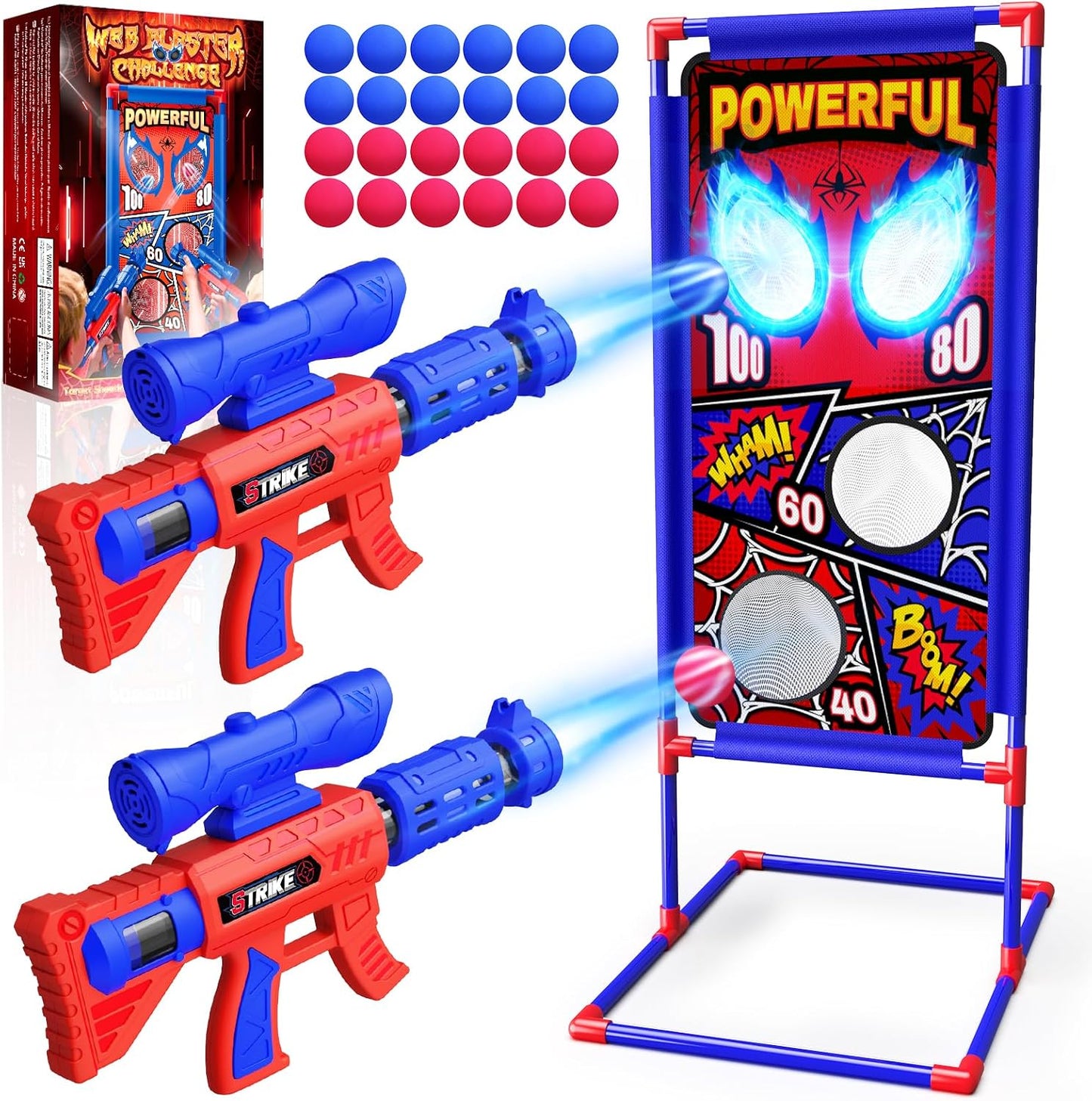 Hot Shooting Toy Set with Hero-Style Target & 2 Cool Air Pump Launcher,Indoor Outdoor Kids Toy,Action Shooting Games,Boys Toys Age 3 4 5 6 7 8 9 10 11 12, Holiday Presents for Boy